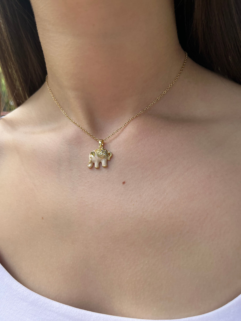 Elephant choker necklace, 18k gold plated