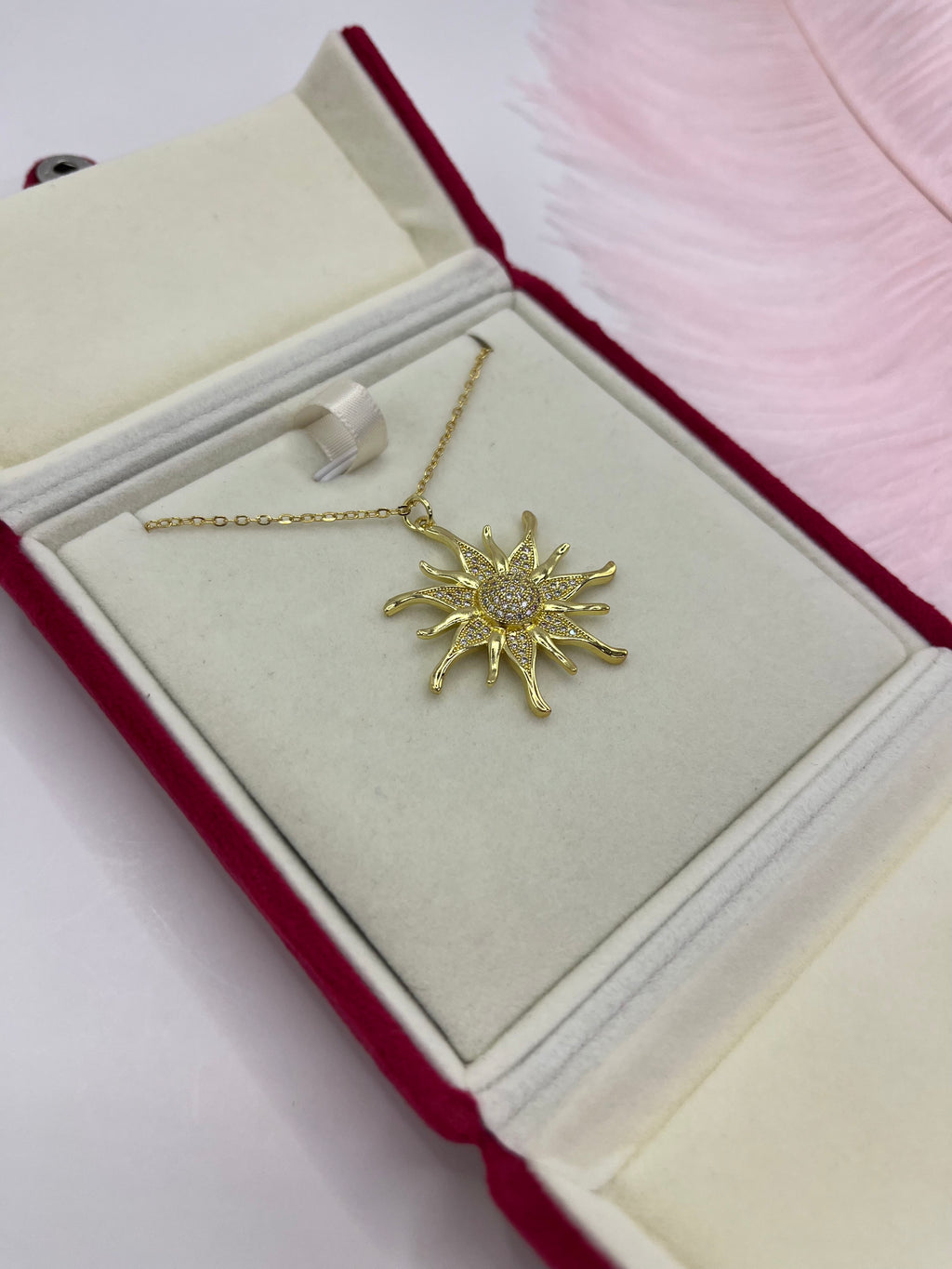 Sun Necklace, Real 18K Gold Plated