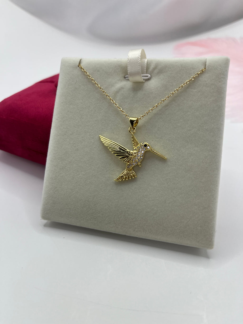 Hummingbird Necklace, Real 18K Gold Plated