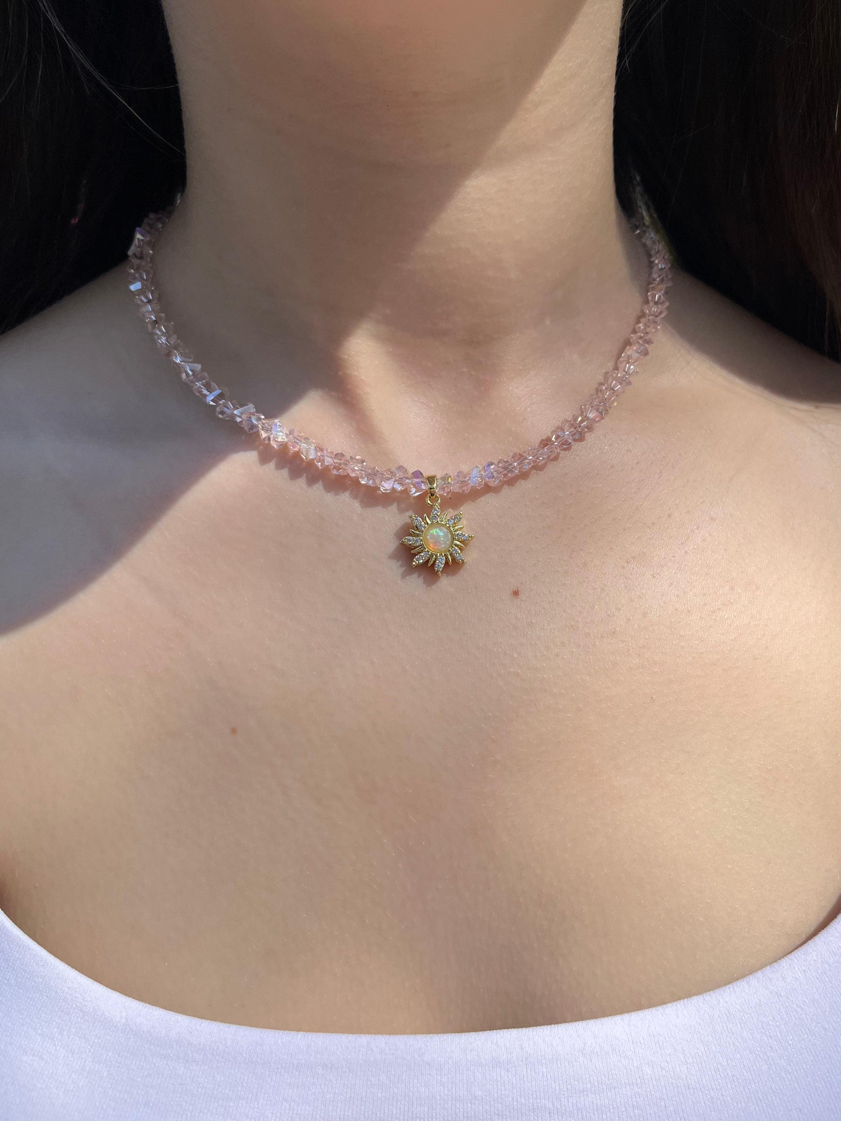 Sun Crystal Choker Necklace – 18K Gold Plated