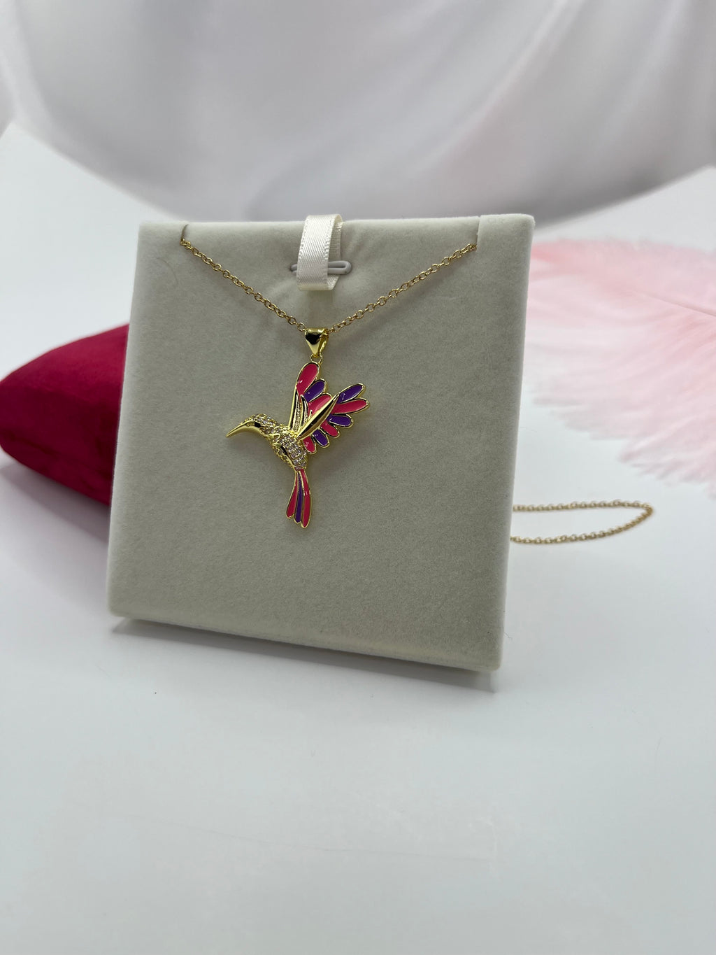 Hummingbird Necklace, Real 18K Gold Plated