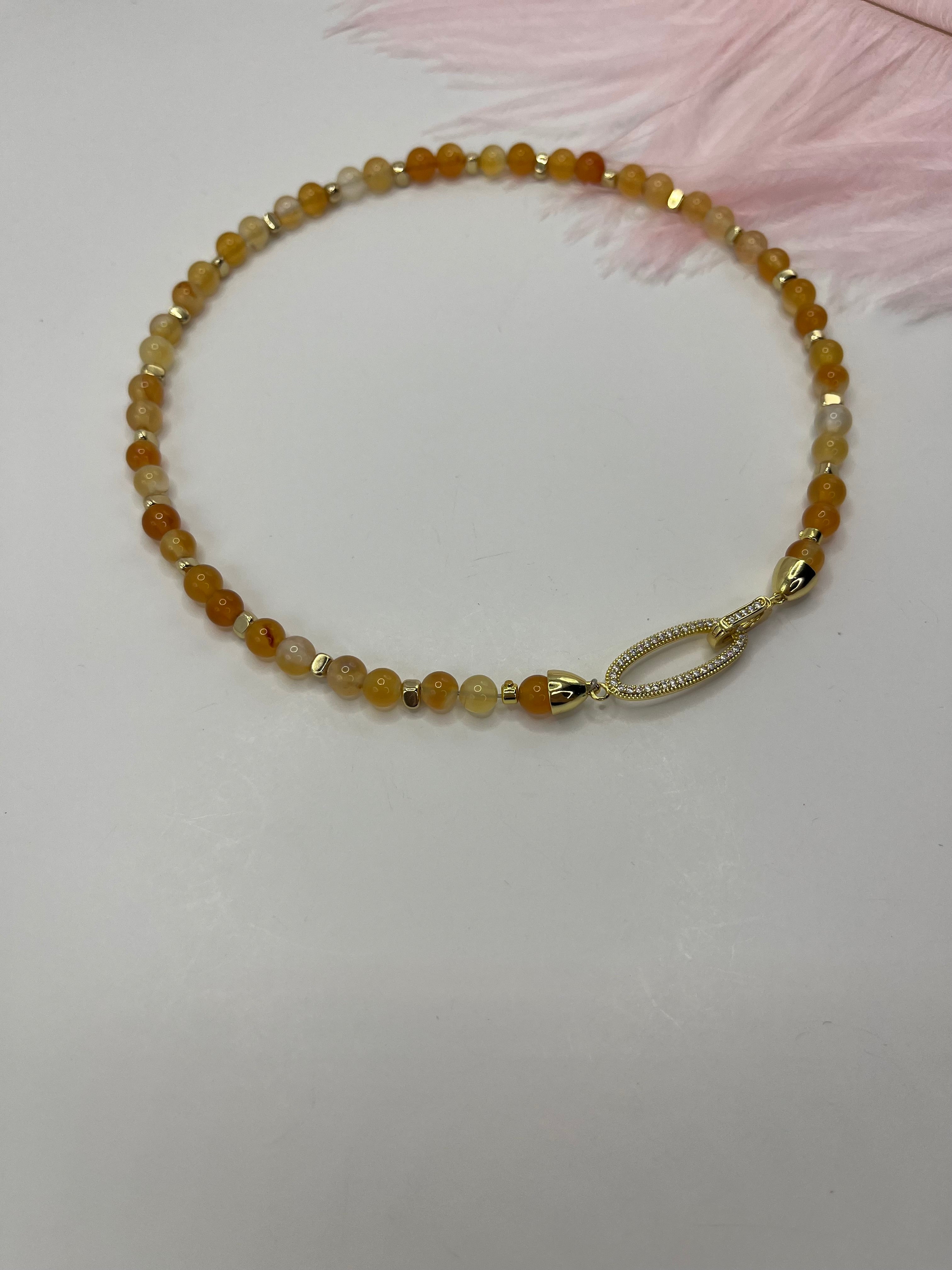 Natural Carnelian Necklace with 18K Gold Clasp