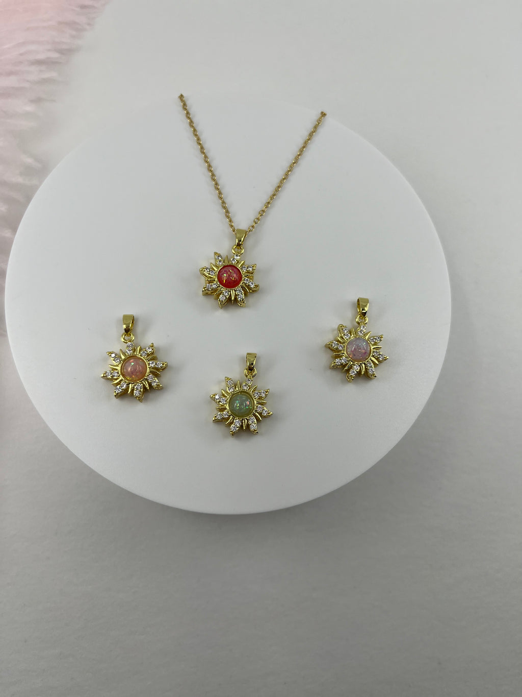 18K Gold Sun Pendant Necklace