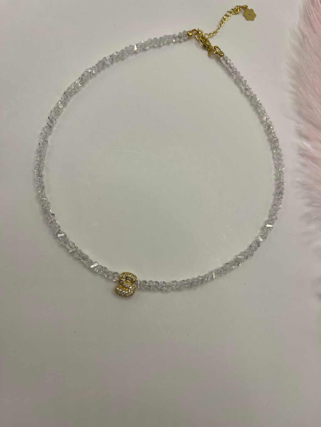 Initial Charm Clear Crystal Necklace – 18K Gold Plated, Cubic Zirconia