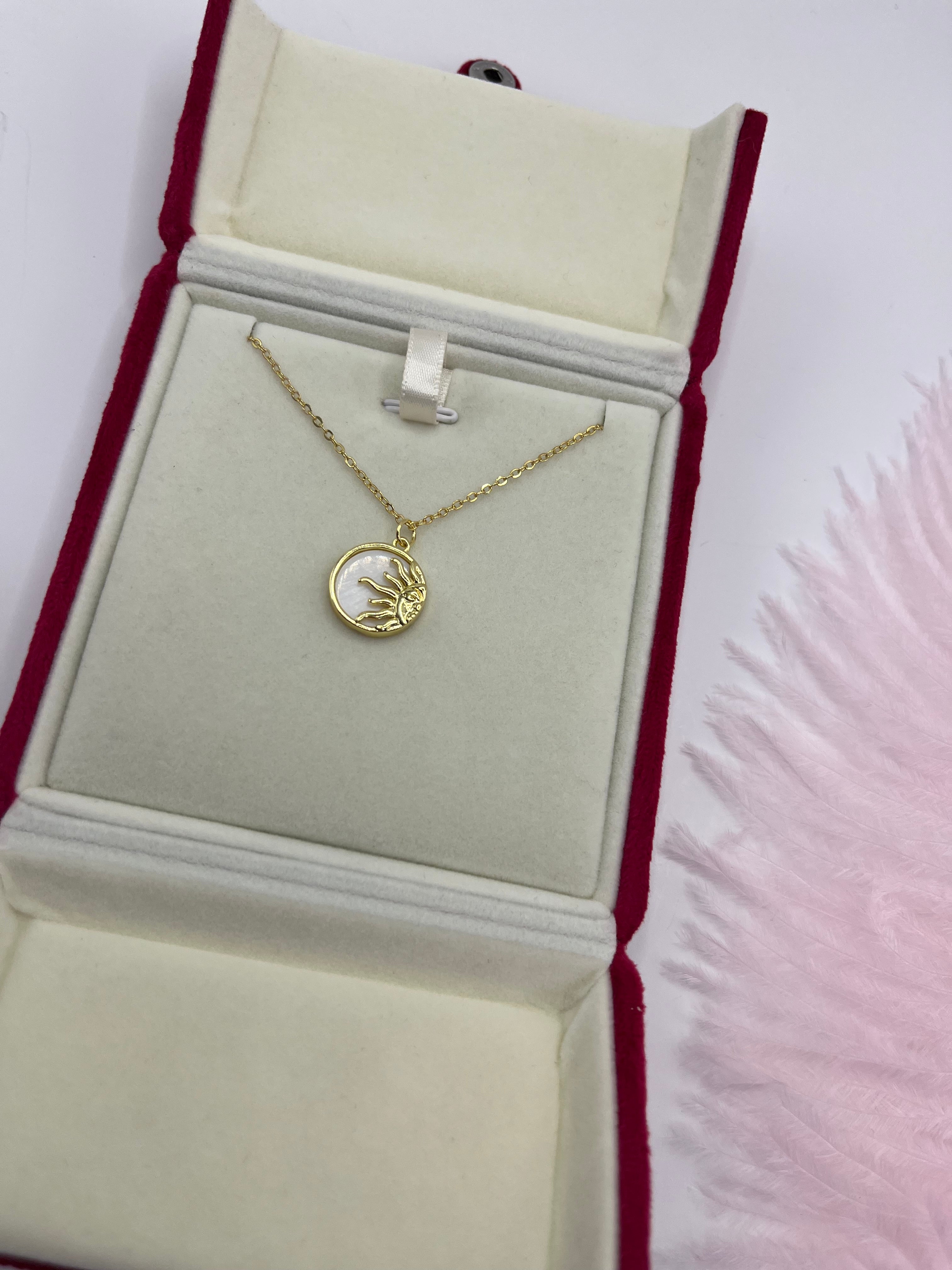 Sun Shell Necklace, Real 18K Gold Plated