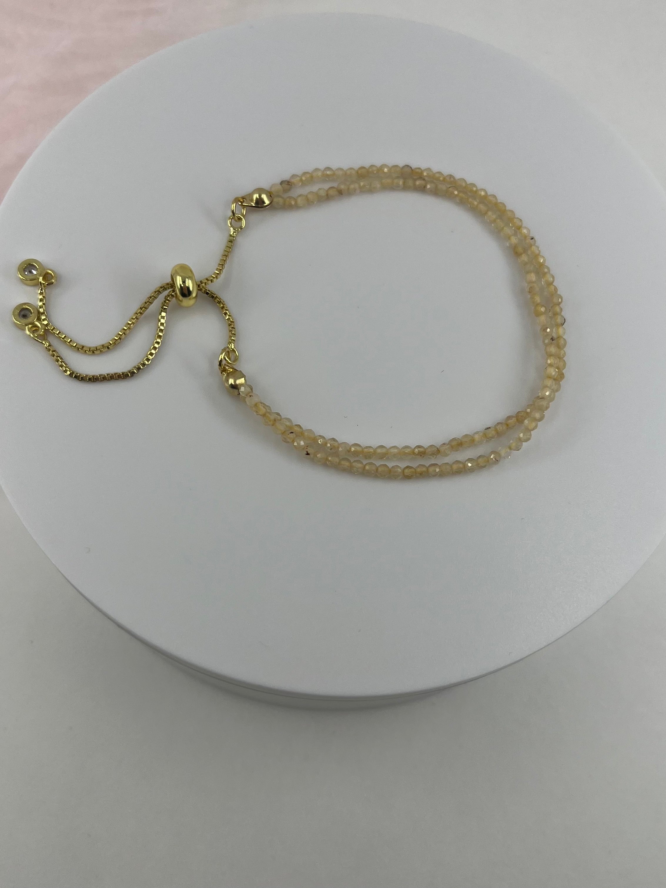 Citrine layered bracelet with 18K Gold Plated slider