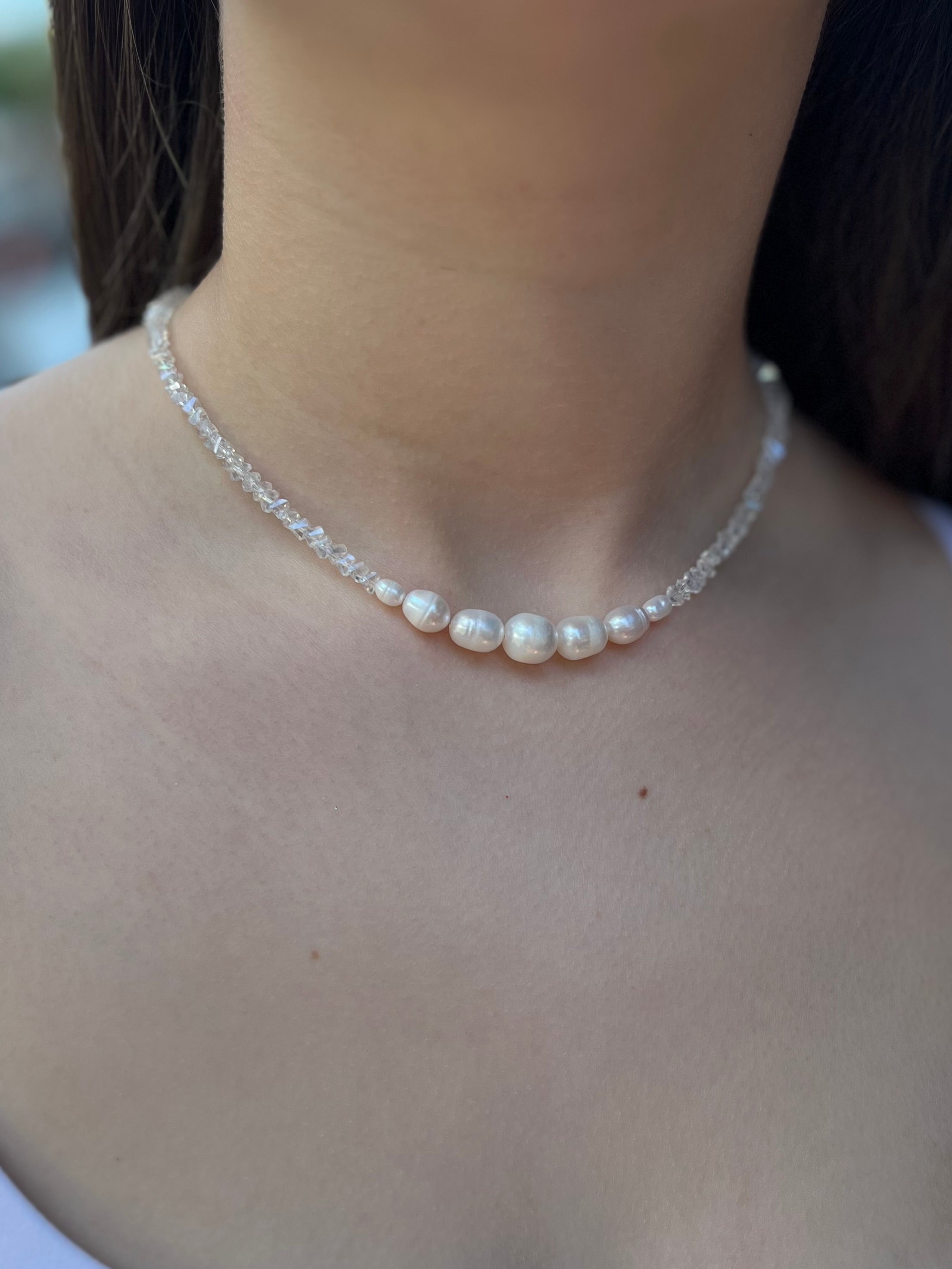 Pearl Choker Necklace with earrings : 18K Gold Plated