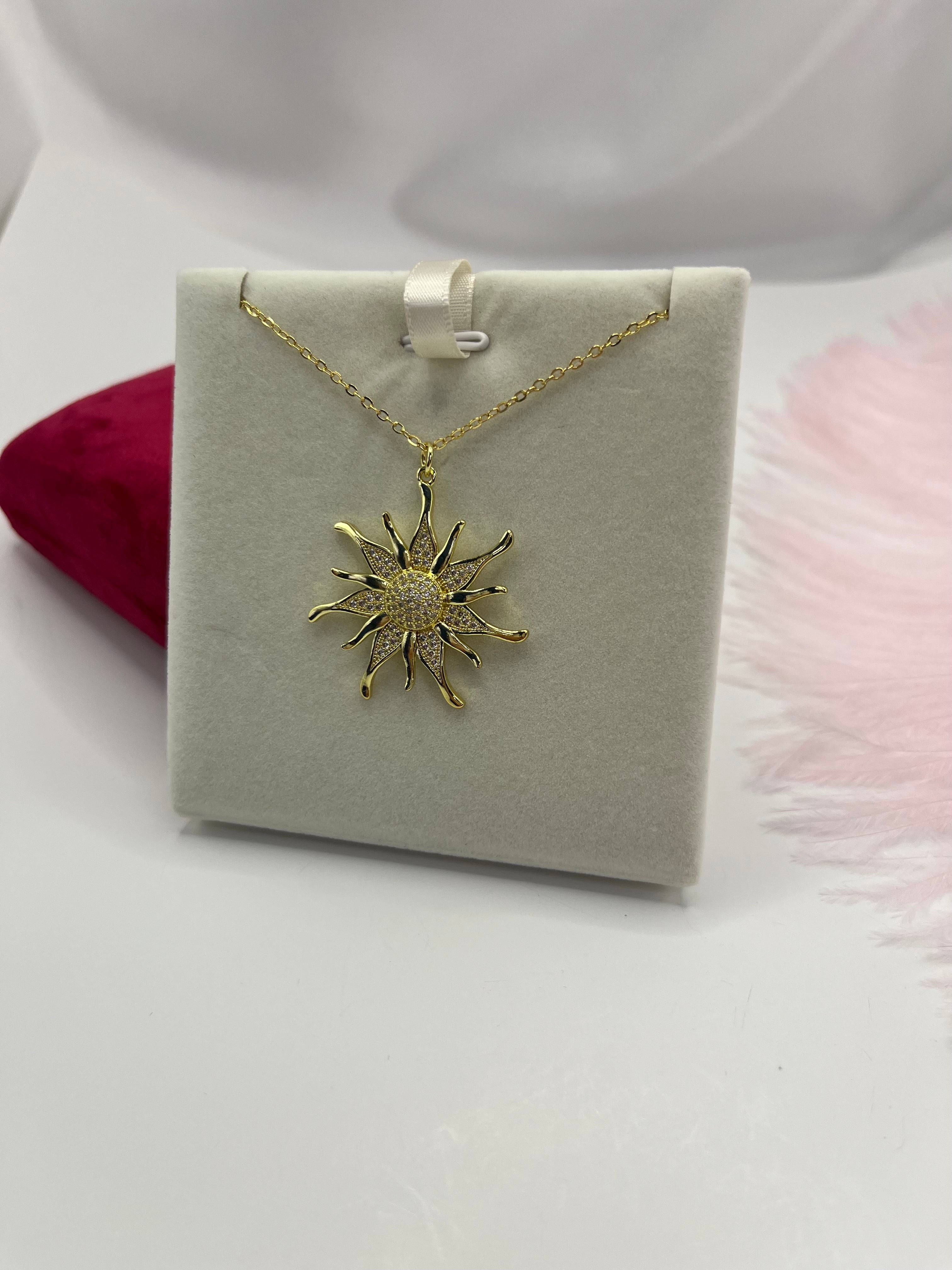 Sun Necklace, Real 18K Gold Plated