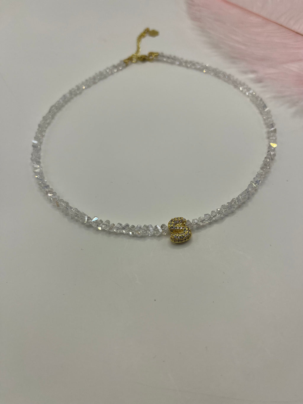 Initial Charm Clear Crystal Necklace – 18K Gold Plated, Cubic Zirconia