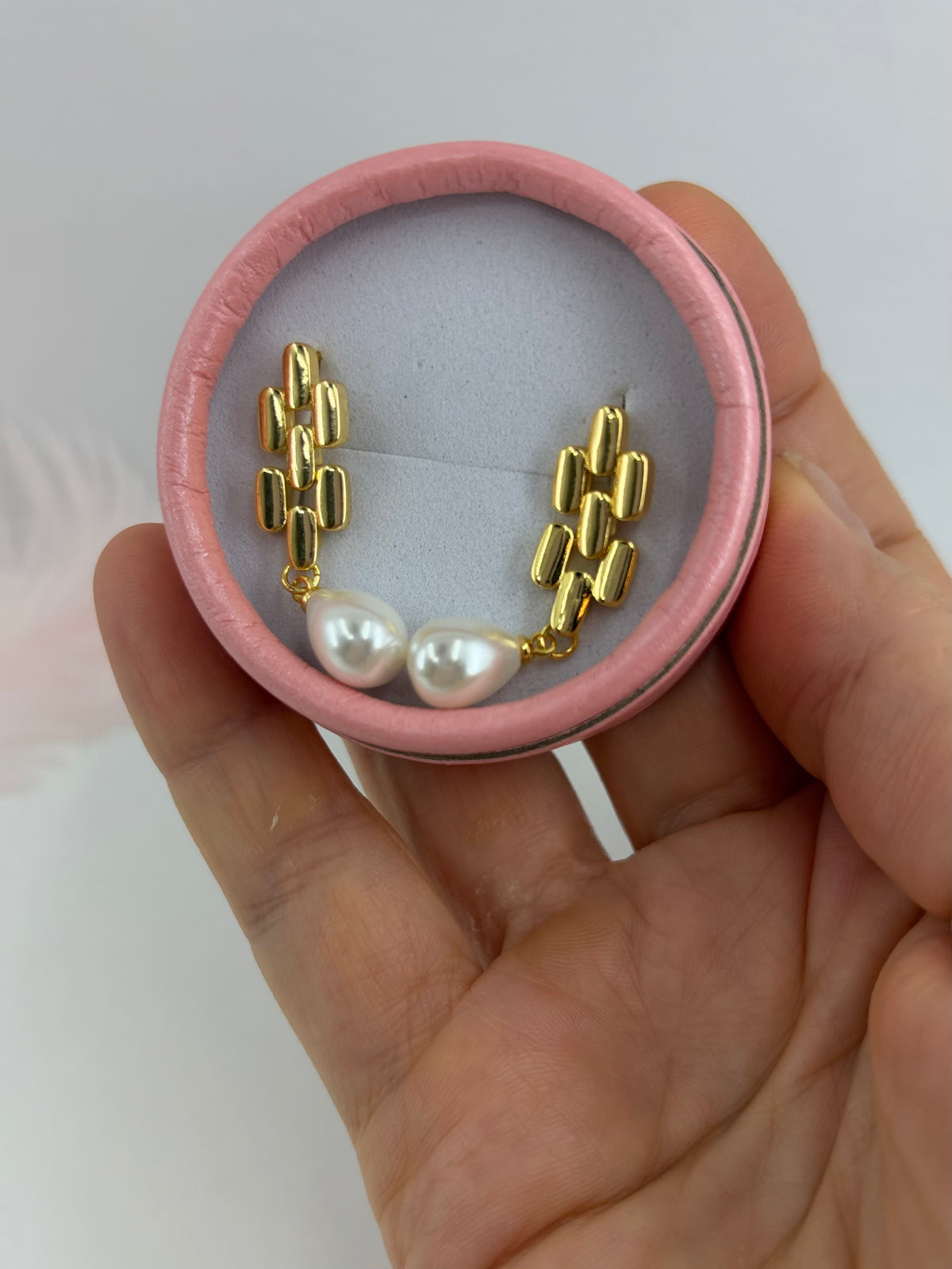 Pearl Drop Earrings, 18K gold plated