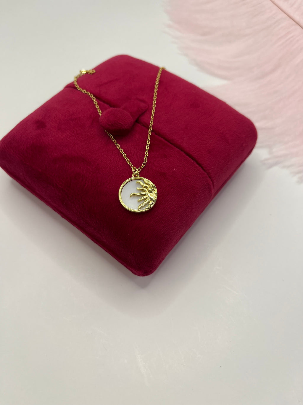 Sun Shell Necklace, Real 18K Gold Plated