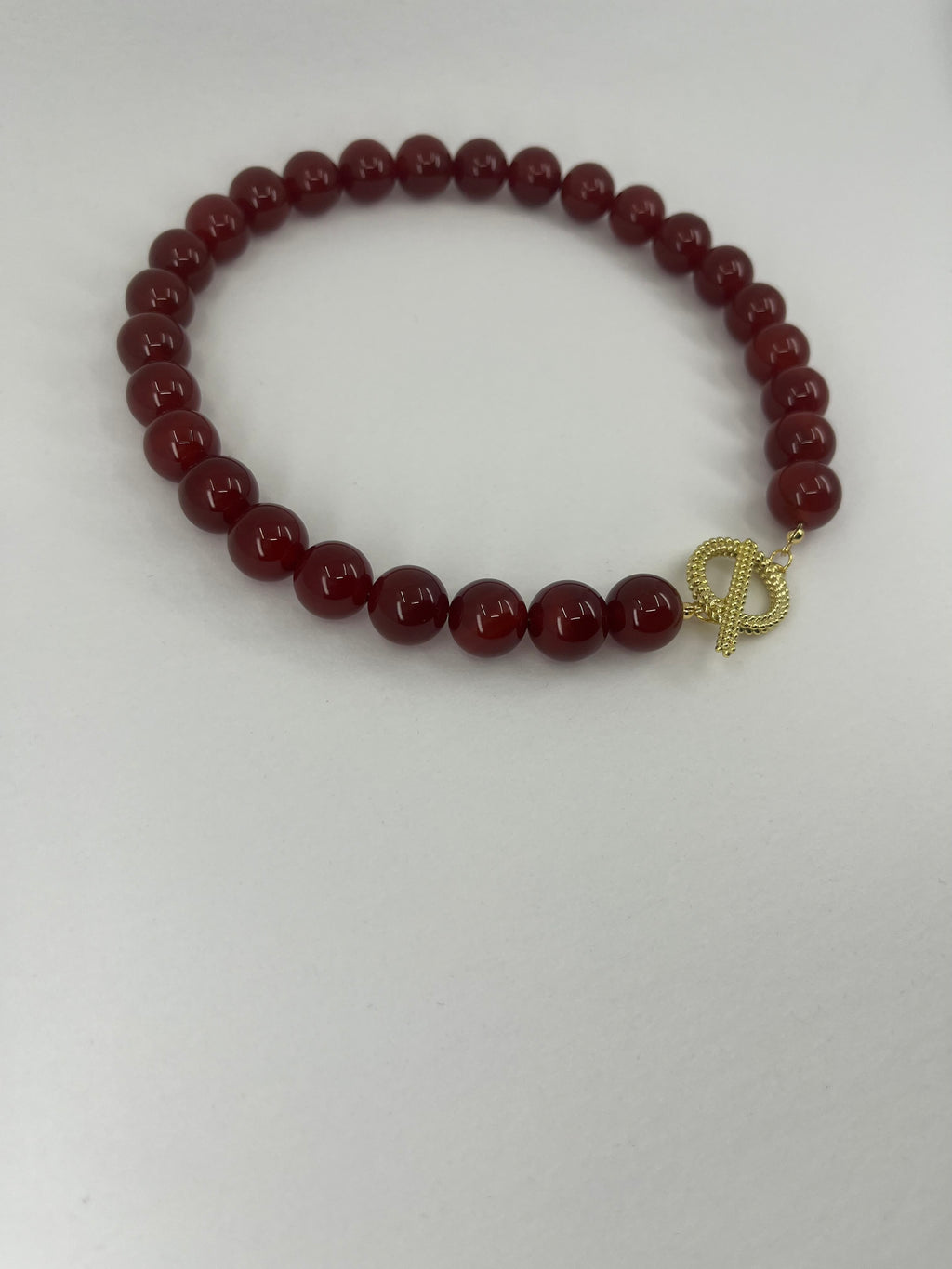 Natural Carnelian Necklace, 18K Gold Plated Clasp