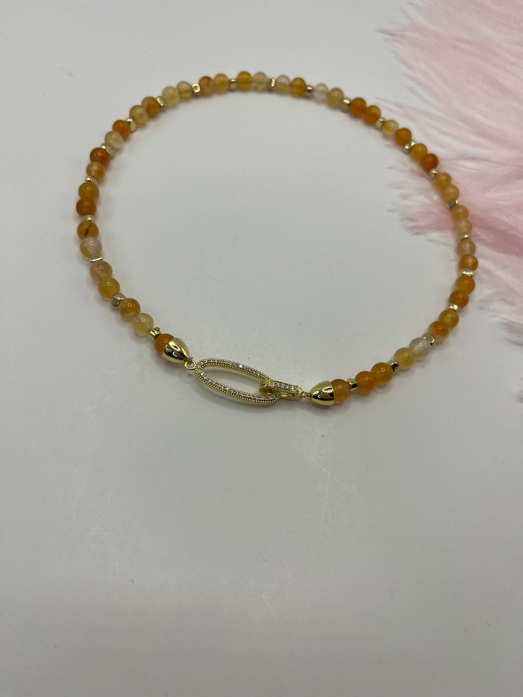 Natural Carnelian Necklace with 18K Gold Clasp
