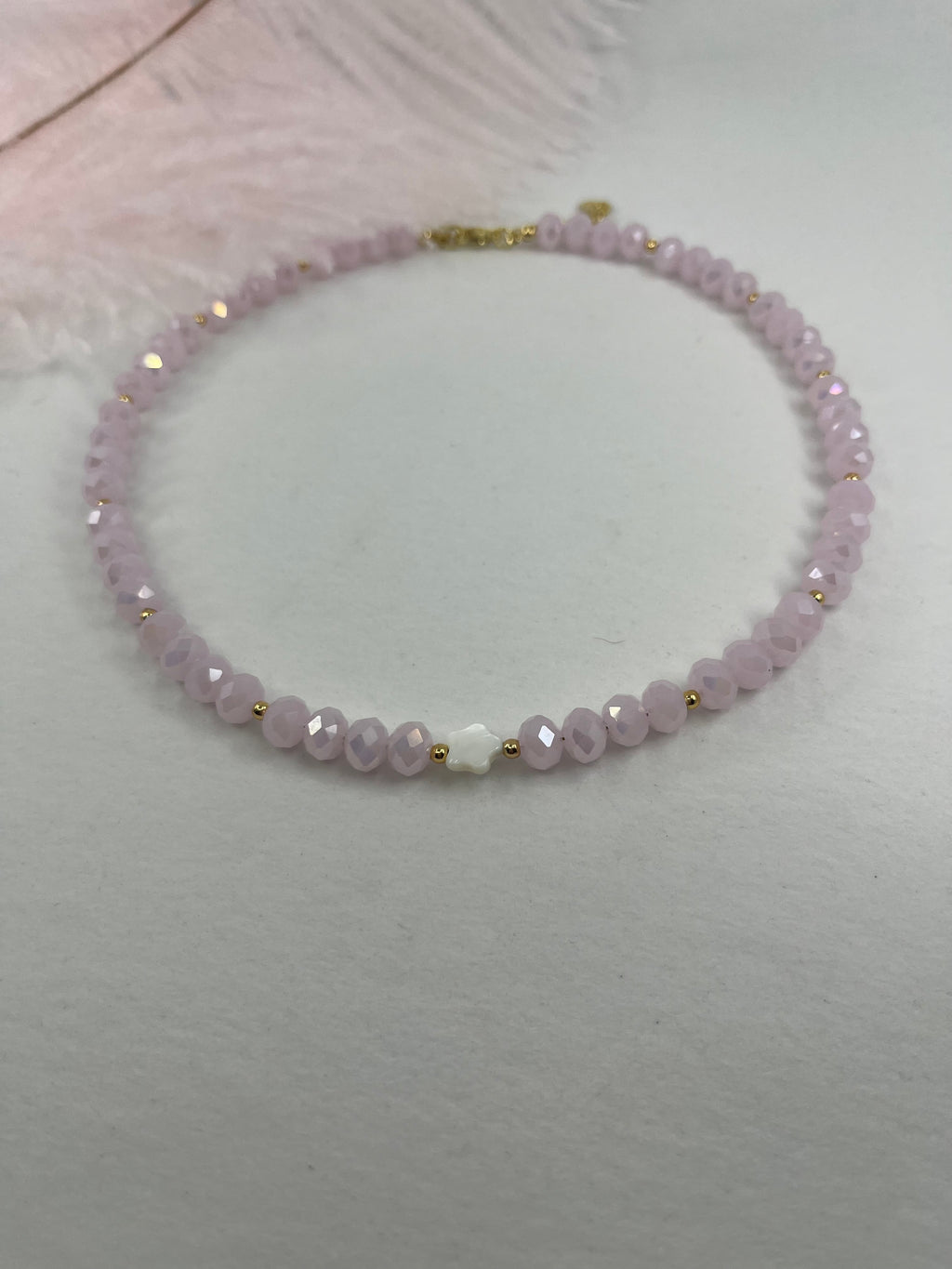 Pink Crystal Choker Necklace – 18K Gold Plated clasp