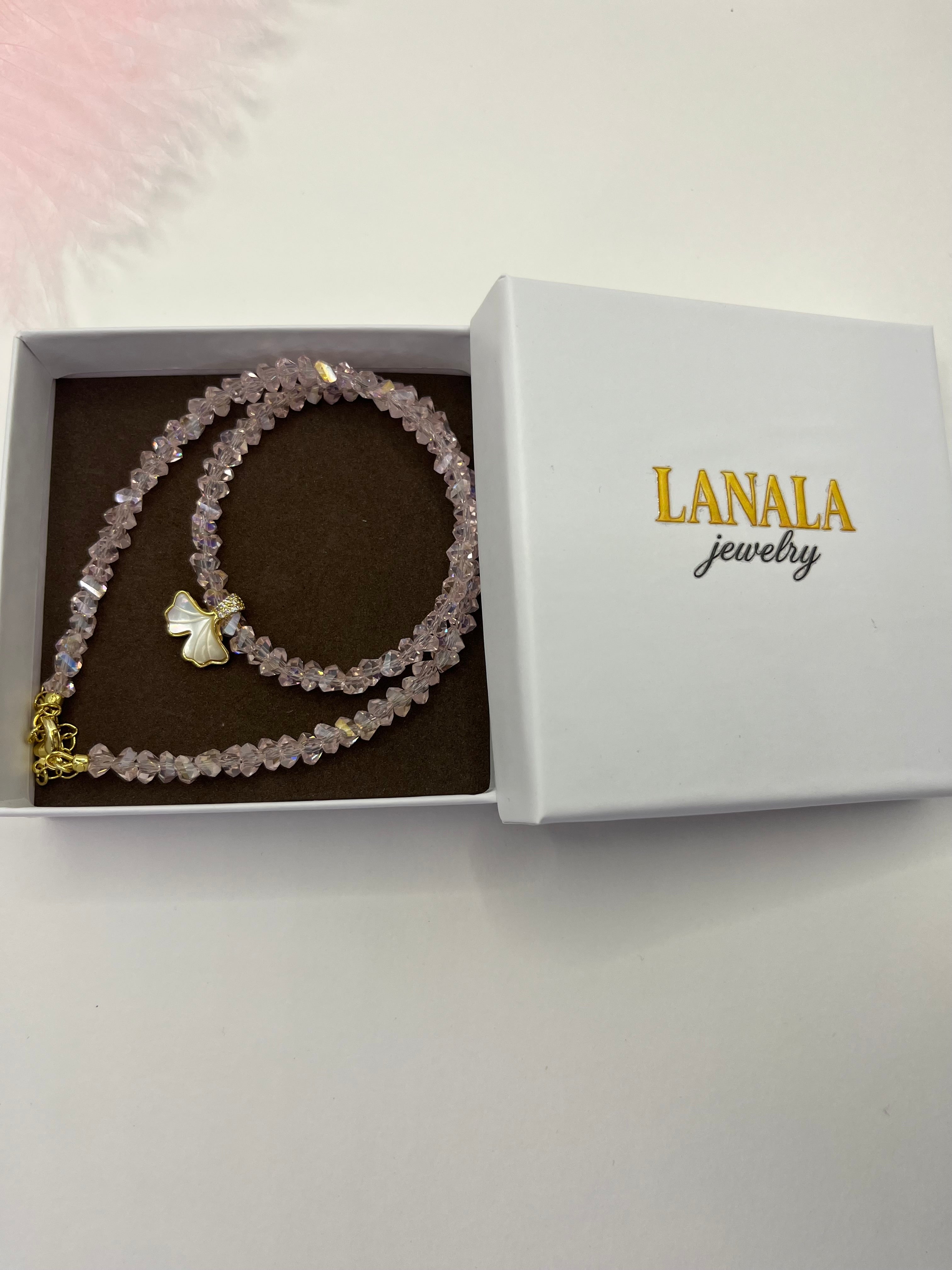 Crystal Glass Bead Choker: 18K Gold Pendant Mermaid Tail