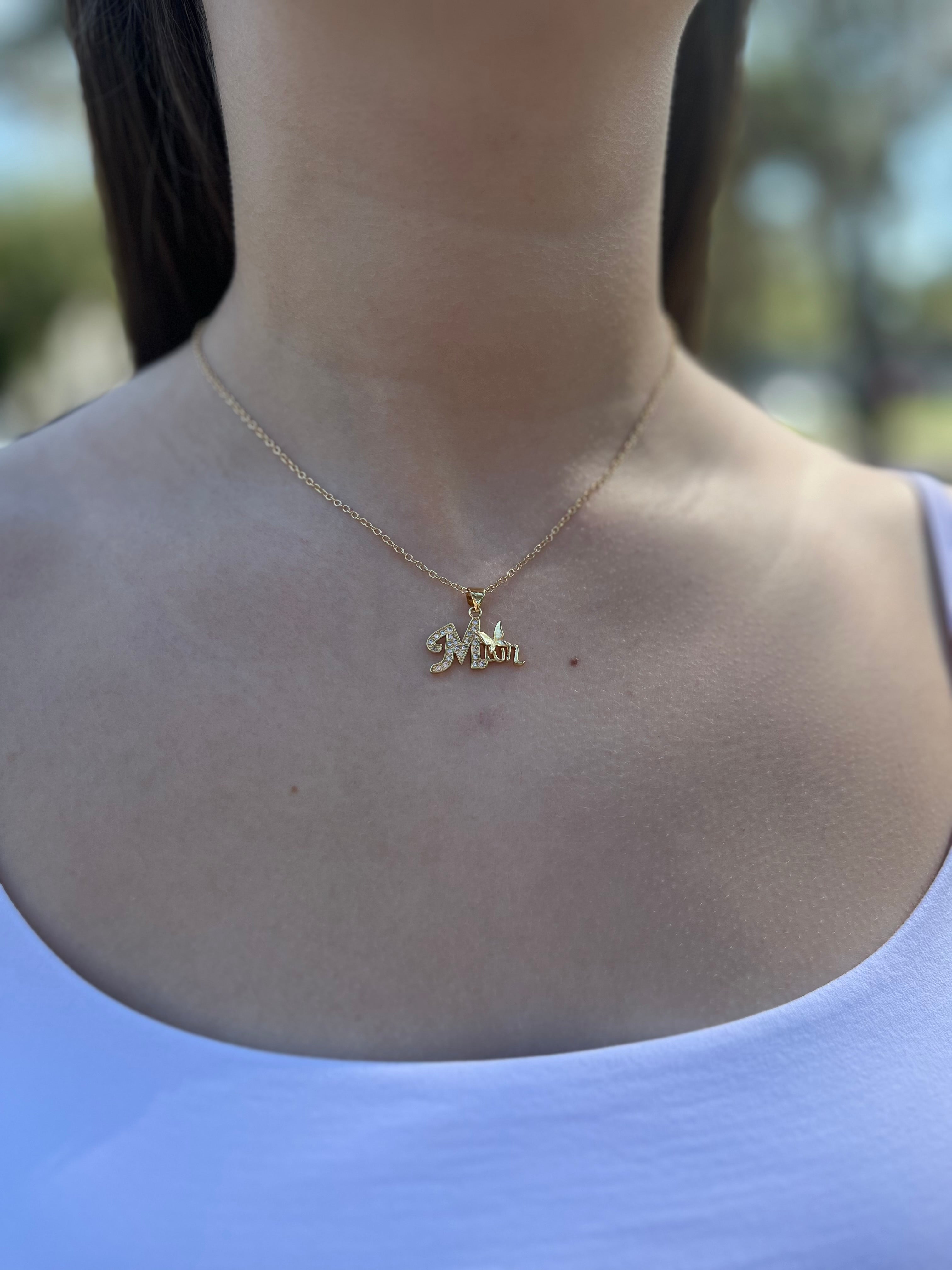 Mothers Necklace, pendant  Real 18K Gold Plated