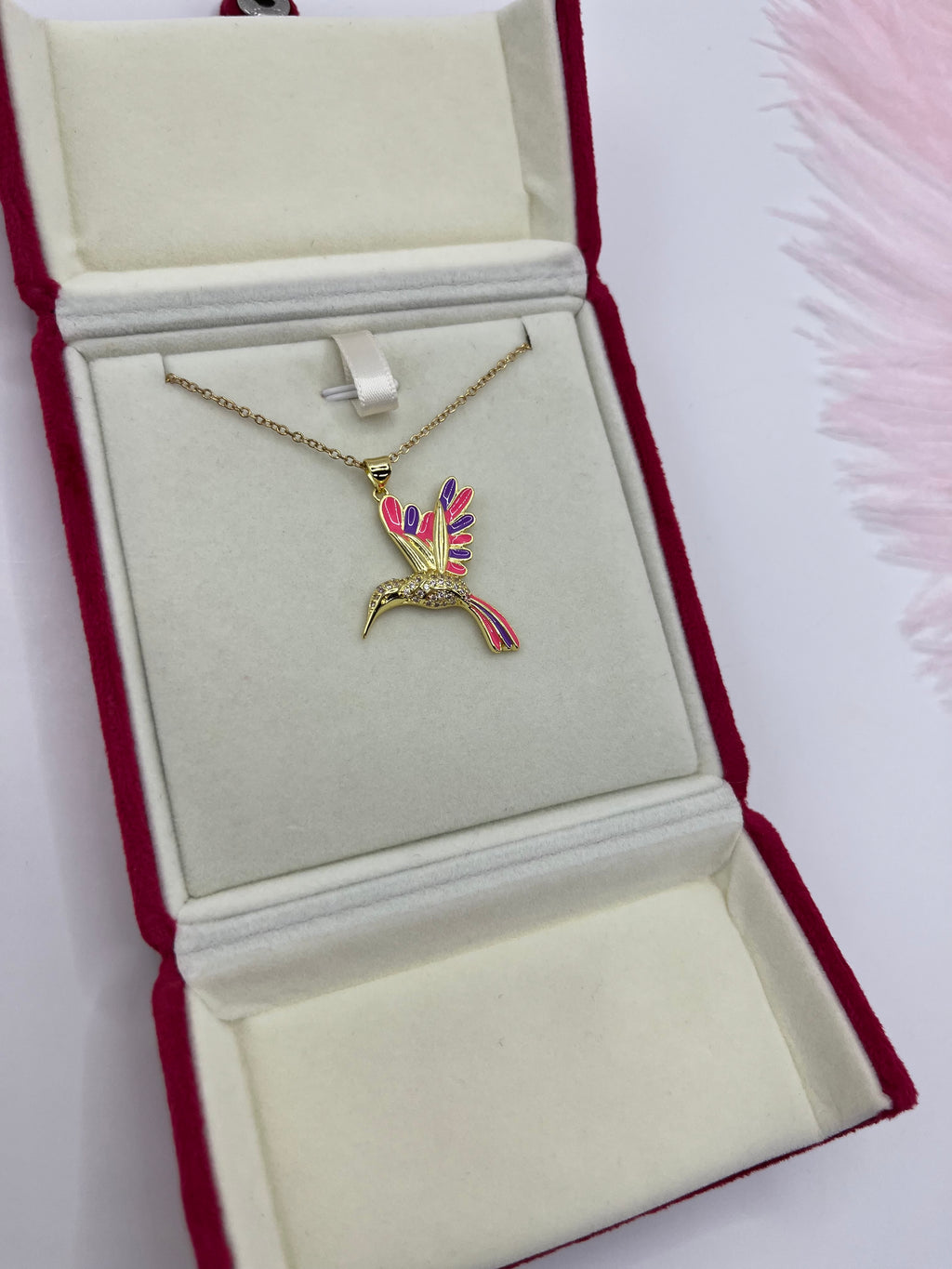 Hummingbird Necklace, Real 18K Gold Plated