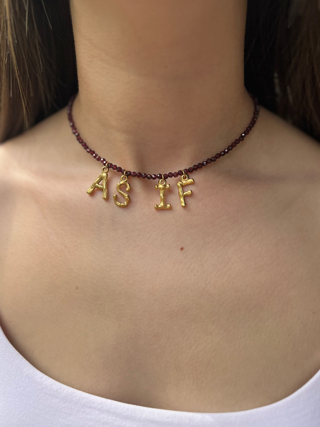 Natural Garnet choker with 18gold pendants AS IF