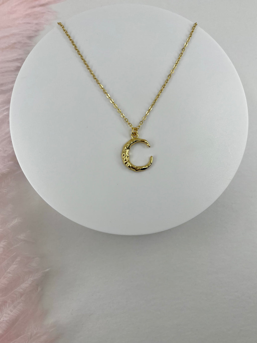 Crescent Moon Choker Necklace, Real 14K Gold Plated
