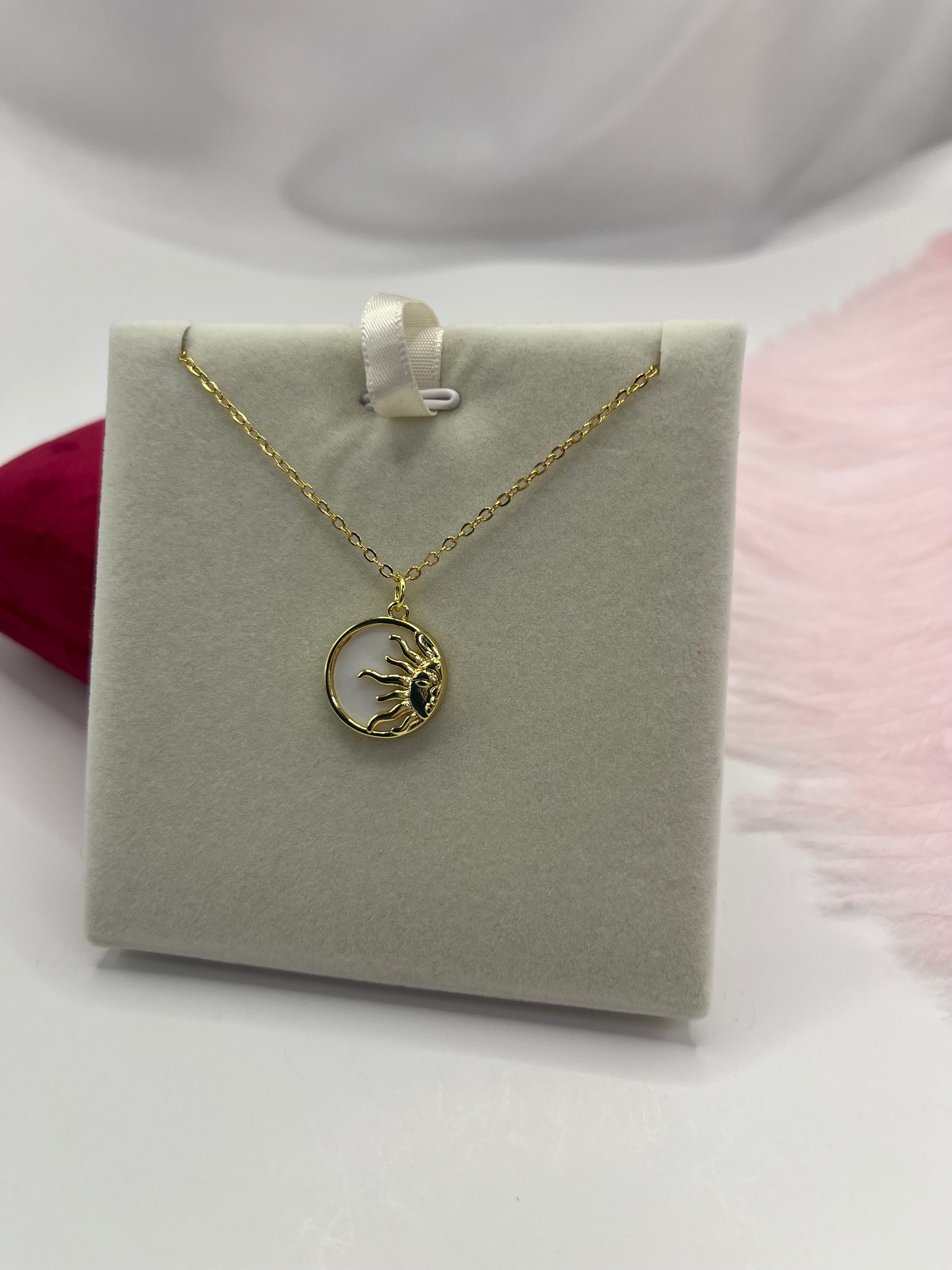 Sun Shell Necklace, Real 18K Gold Plated