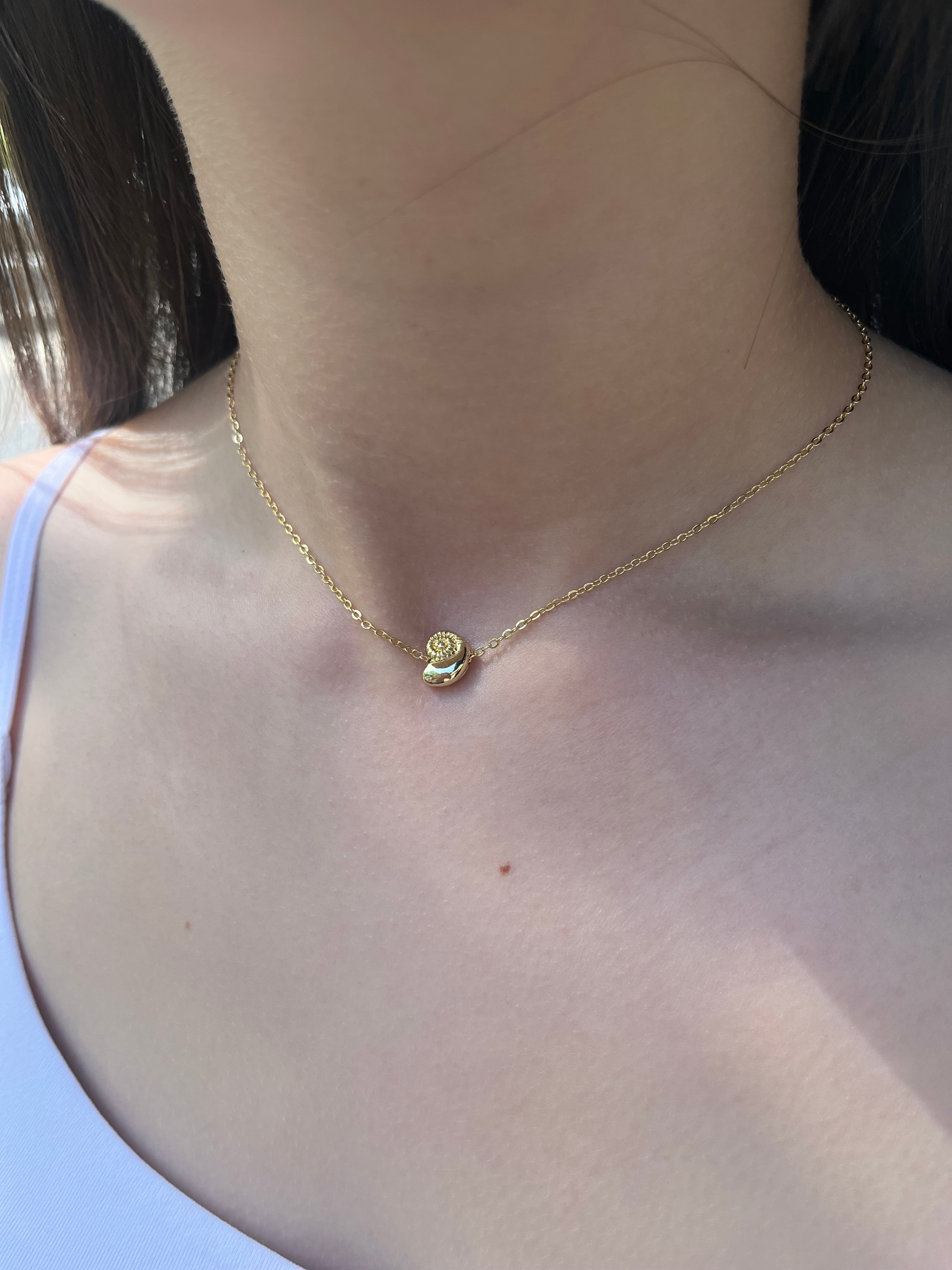 Necklace with 14K Gold shell pendant