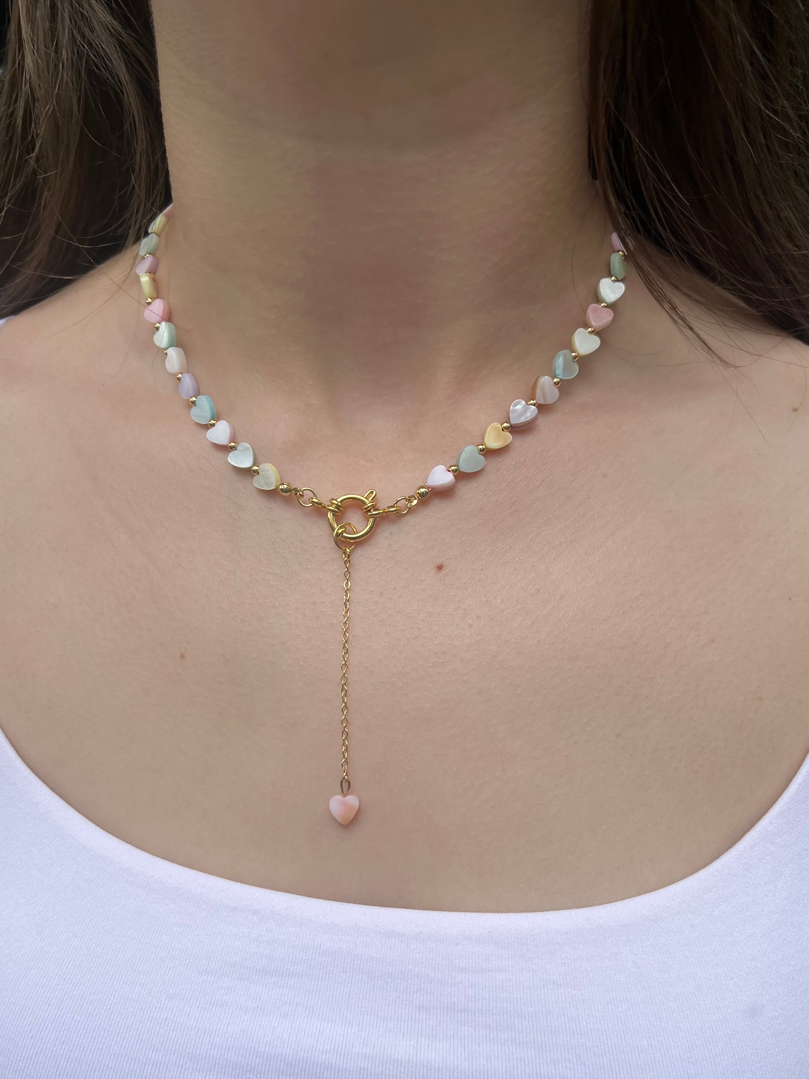 Heart Shell necklace with earrings