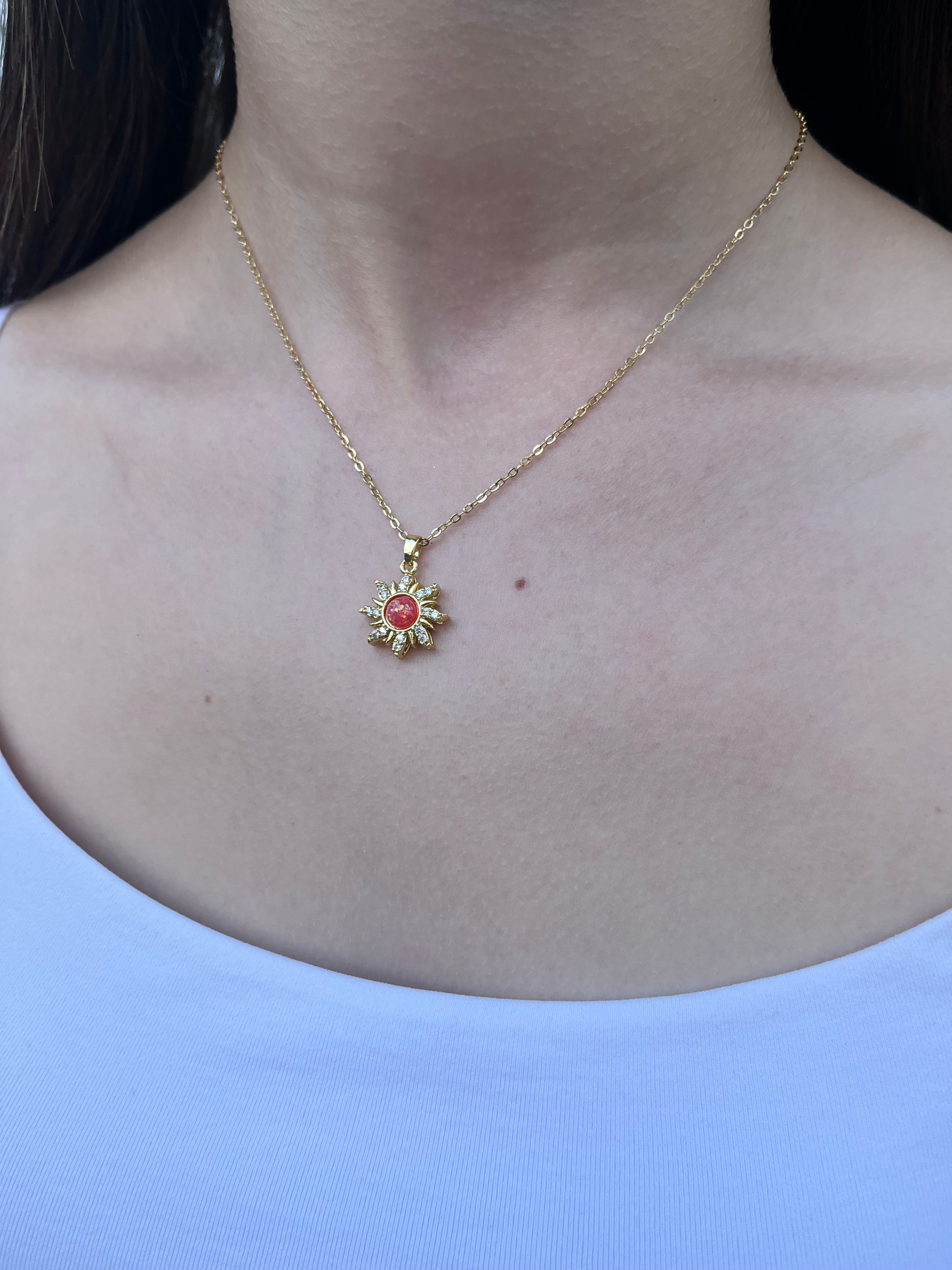 18K Gold Sun Pendant Necklace