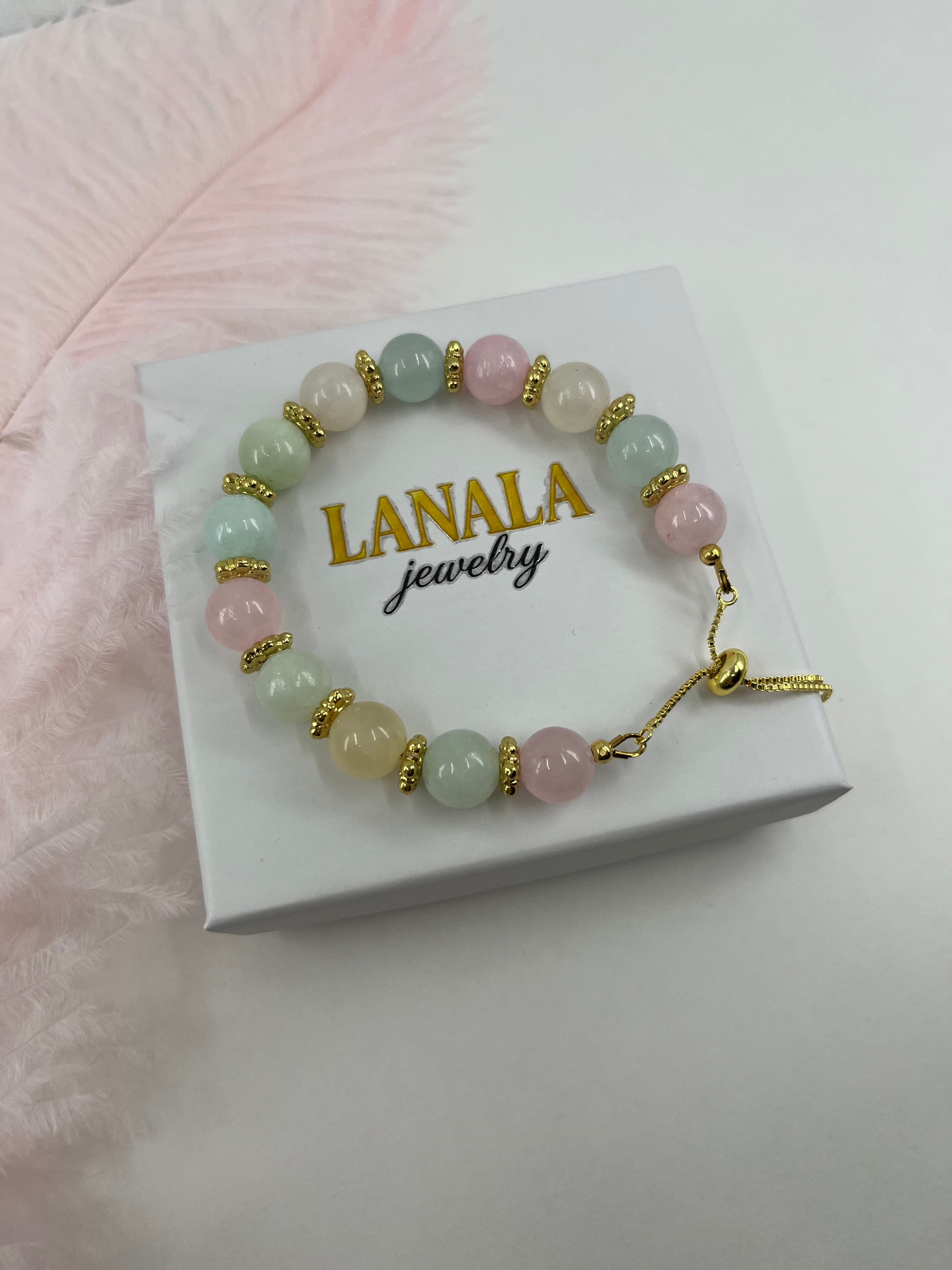Jade Bracelet with 18K Gold Plated slider