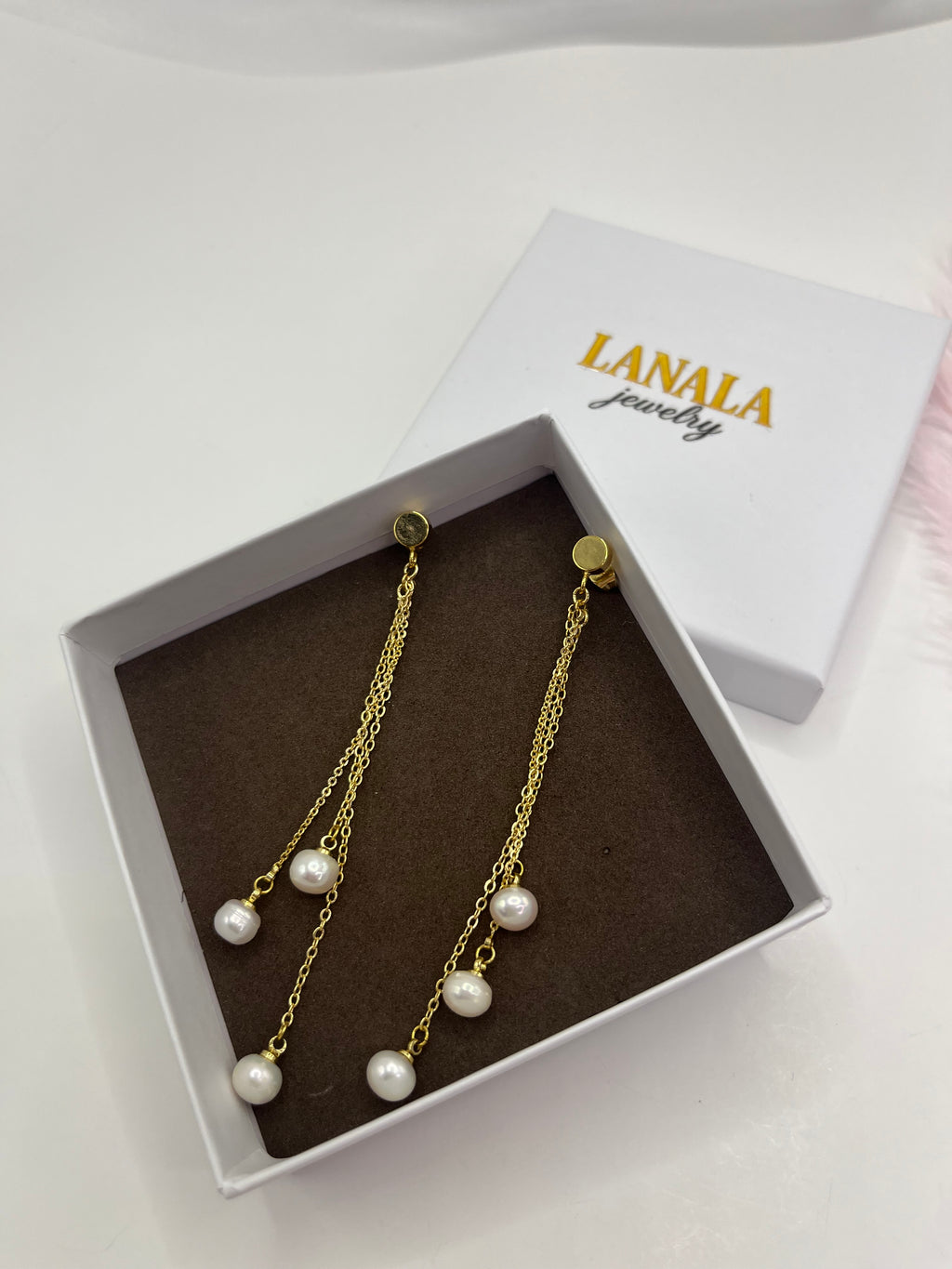 Long Natural Pearl Drop Earrings