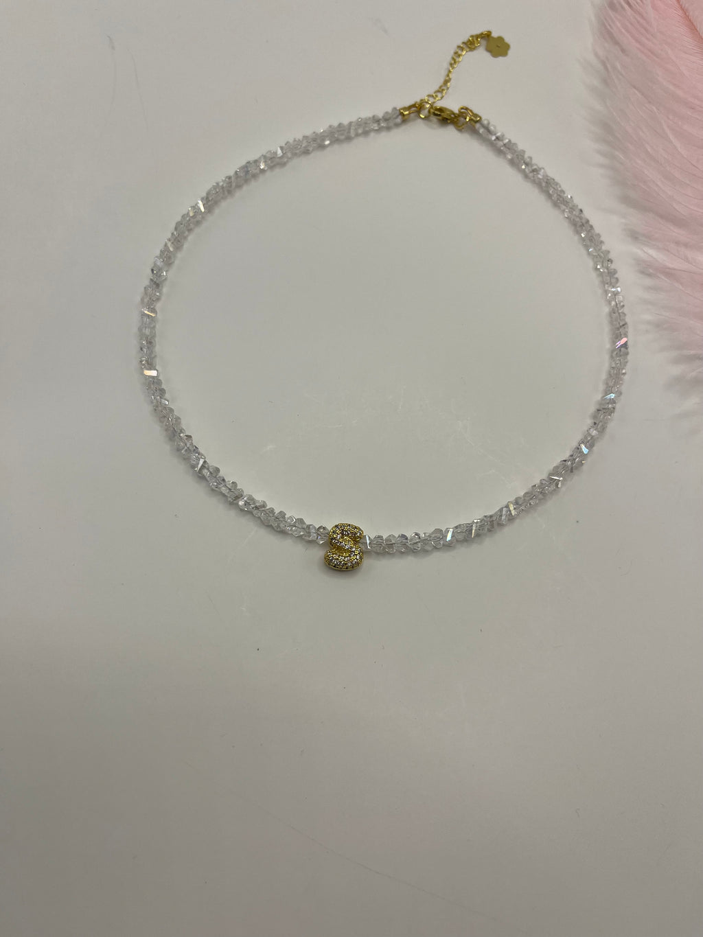 Initial Charm Clear Crystal Necklace – 18K Gold Plated, Cubic Zirconia