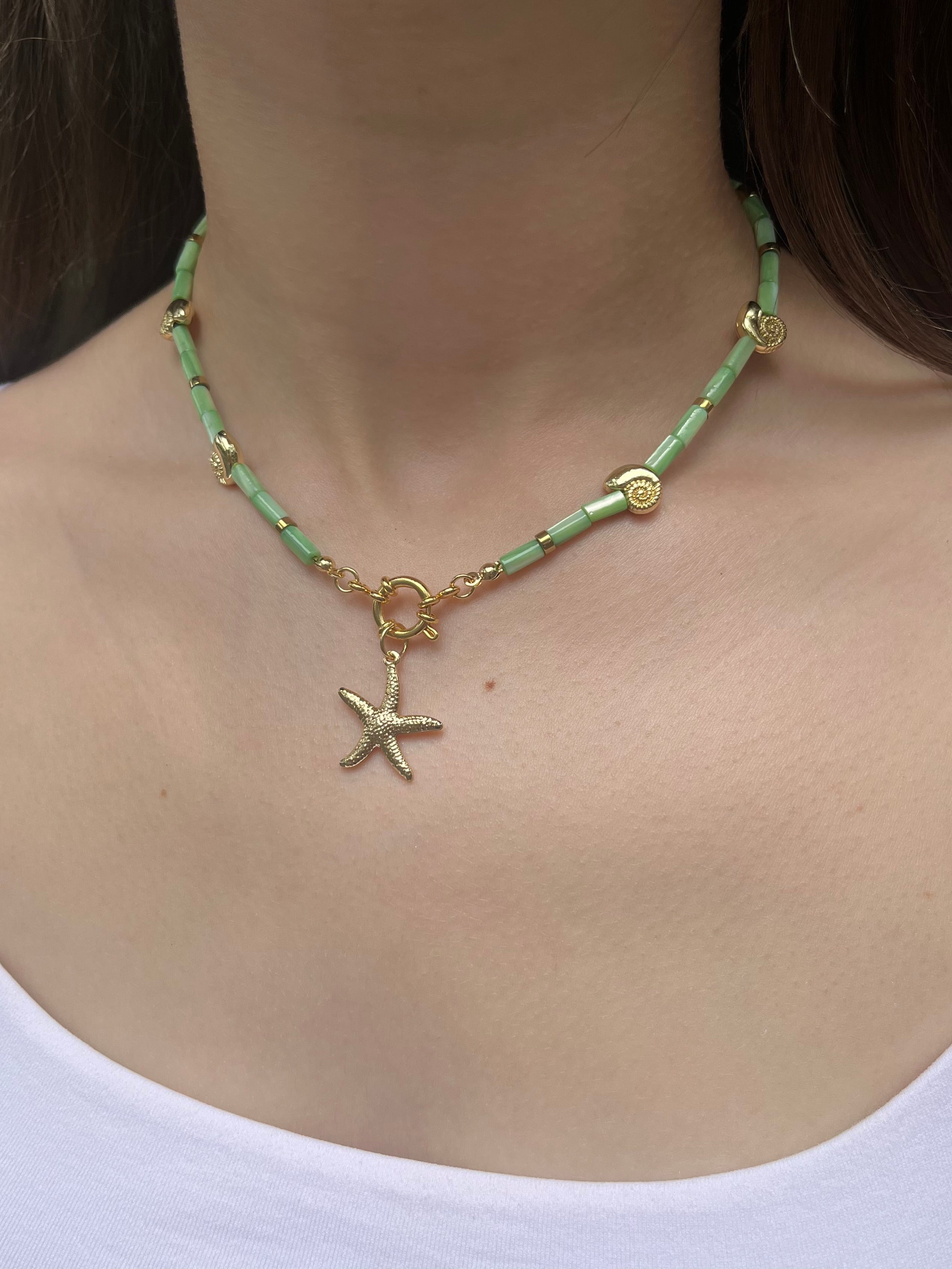 Natural Shell Necklace with Conch/Star/Fish Charm, 18K Gold Plated