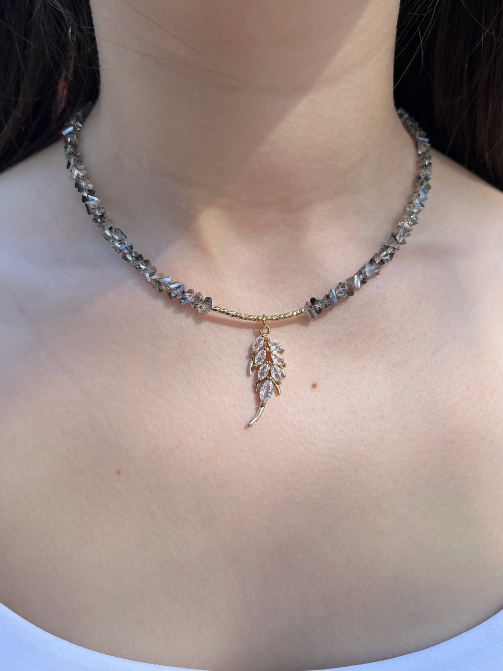 Set: Jeaf Crystal Necklace and Earrings – 18K Gold Plated, Cubic Zirconia