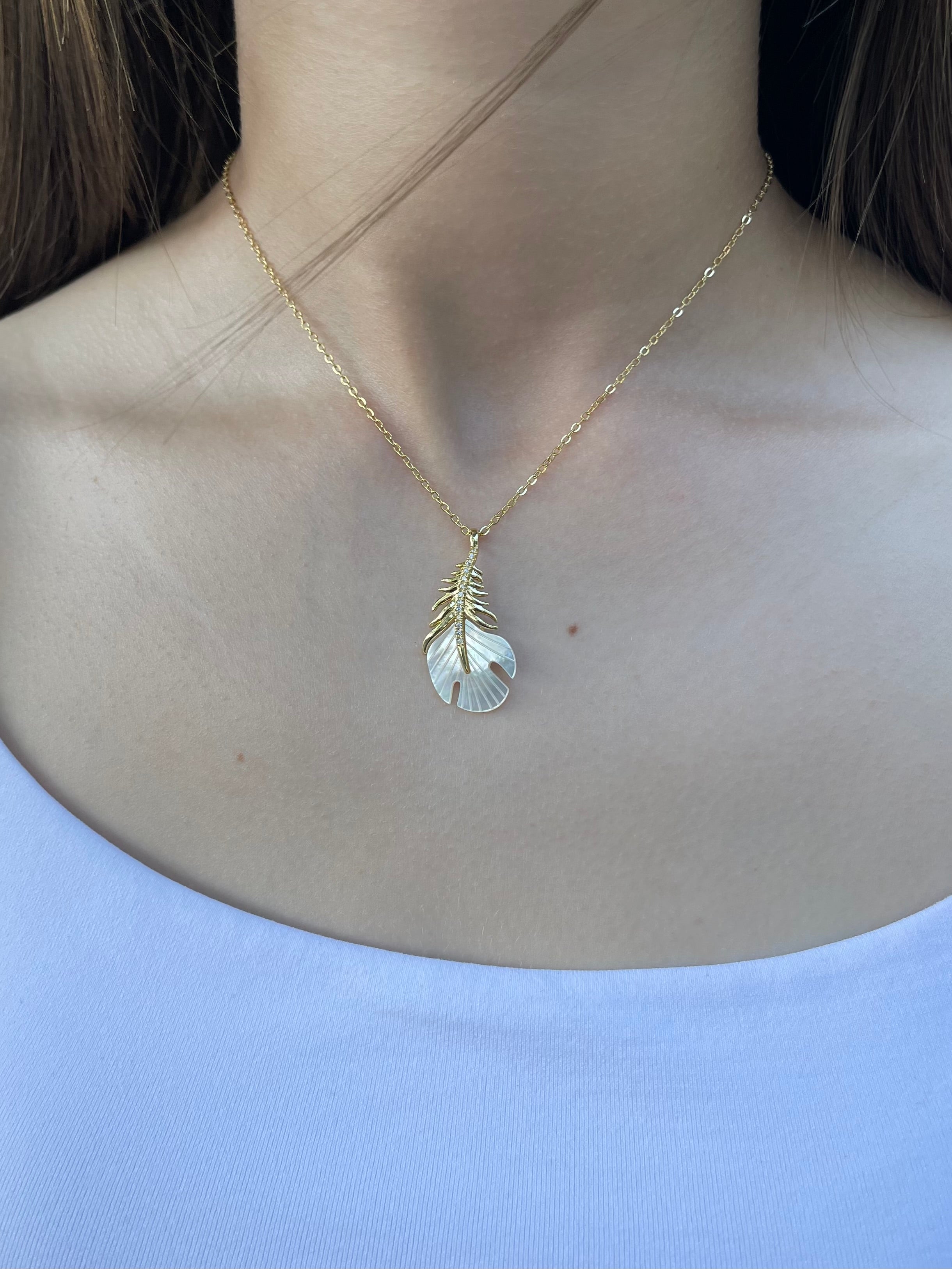 Necklace with 14K gold Feather pendant