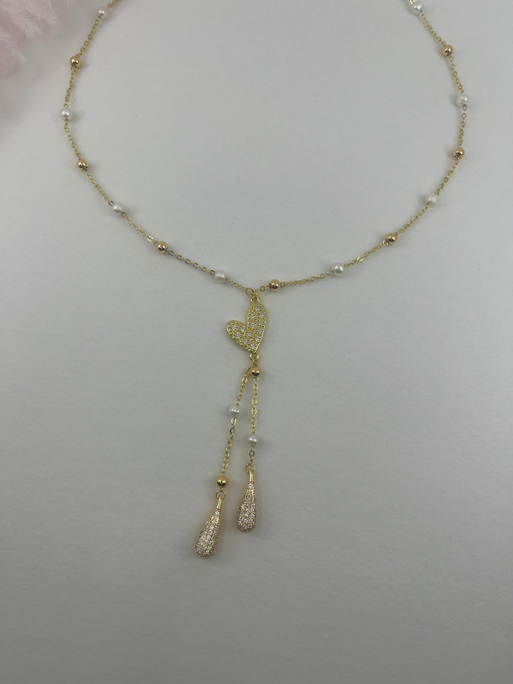 Natural Pearl Y-Necklace, 18k gold plated