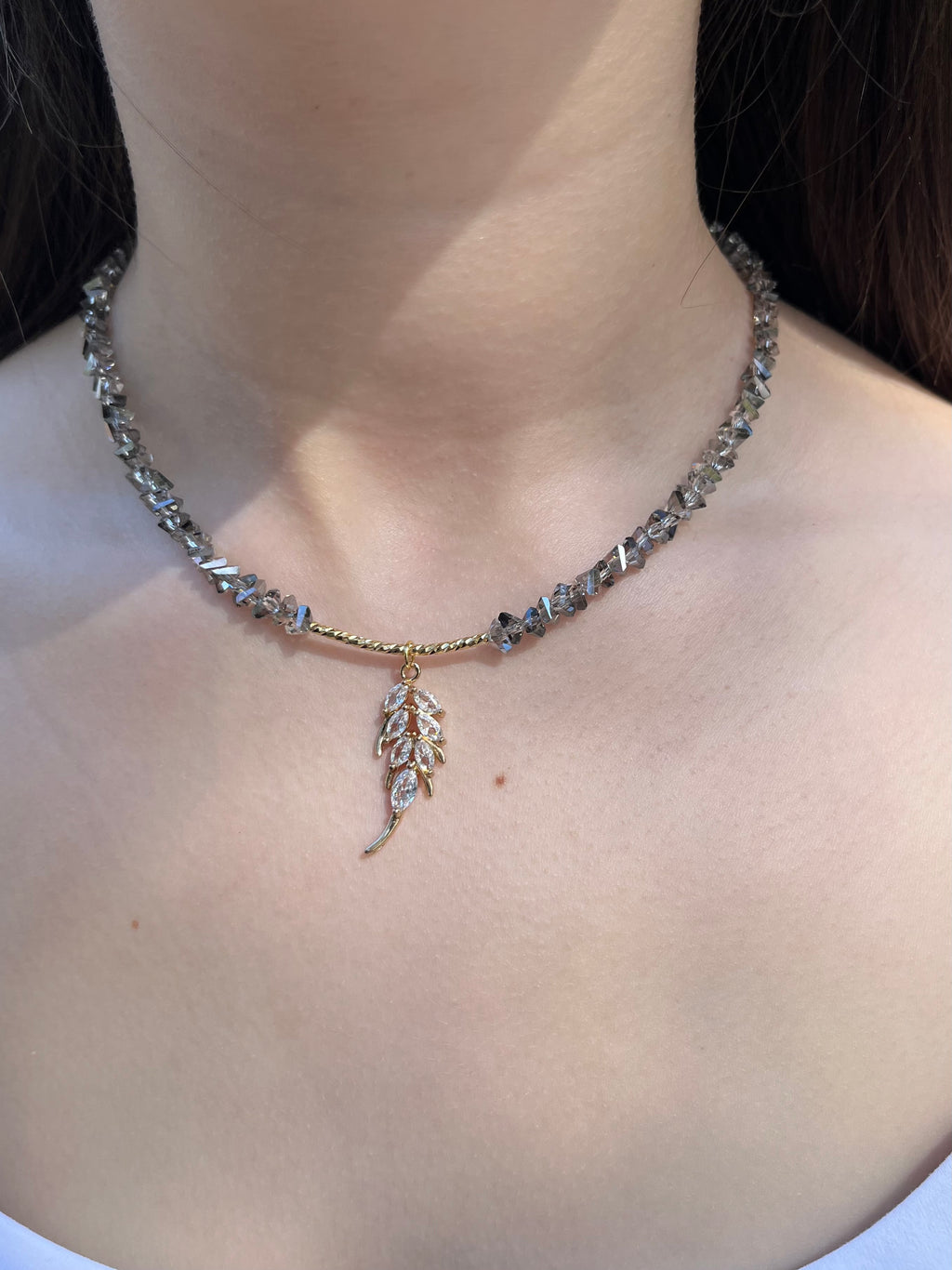 Set: Jeaf Crystal Necklace and Earrings – 18K Gold Plated, Cubic Zirconia