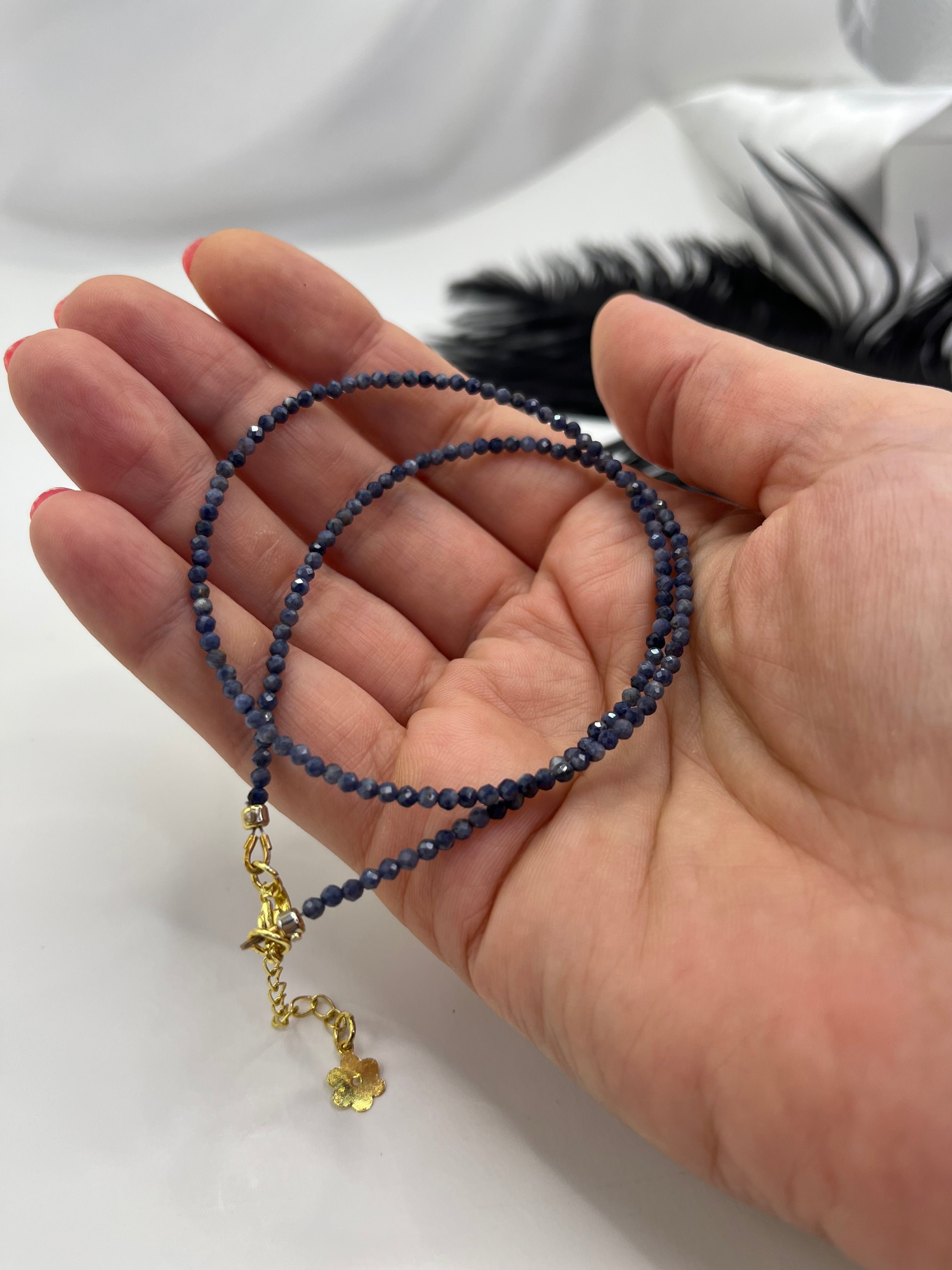 Sapphire Necklace: 18K Gold Plated clasp