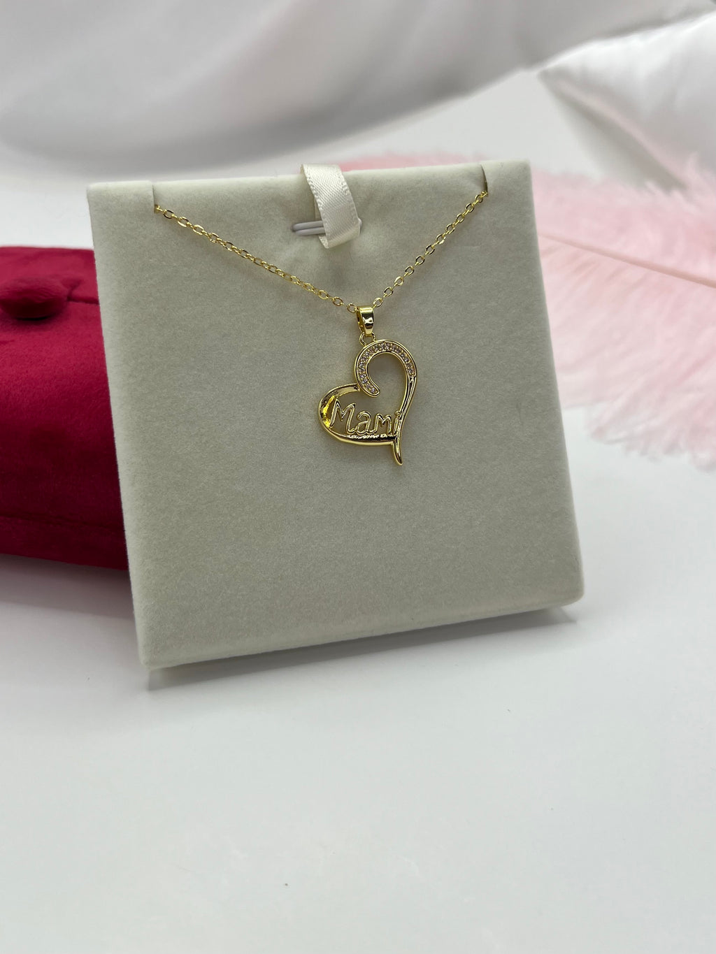 Mothers Necklace, Heart pendant  Real 18K Gold Plated