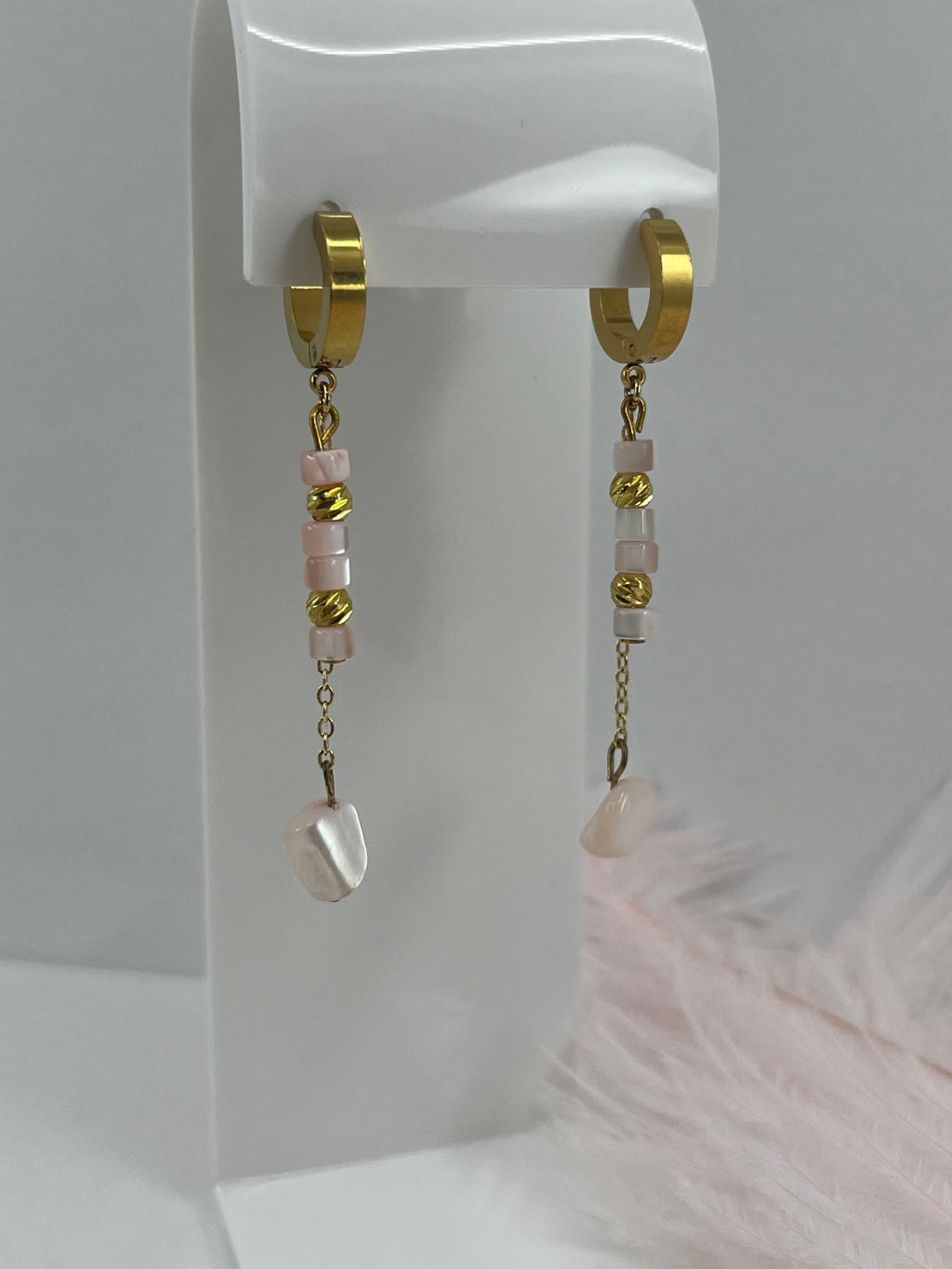 Long Natural Shell Drop Earrings