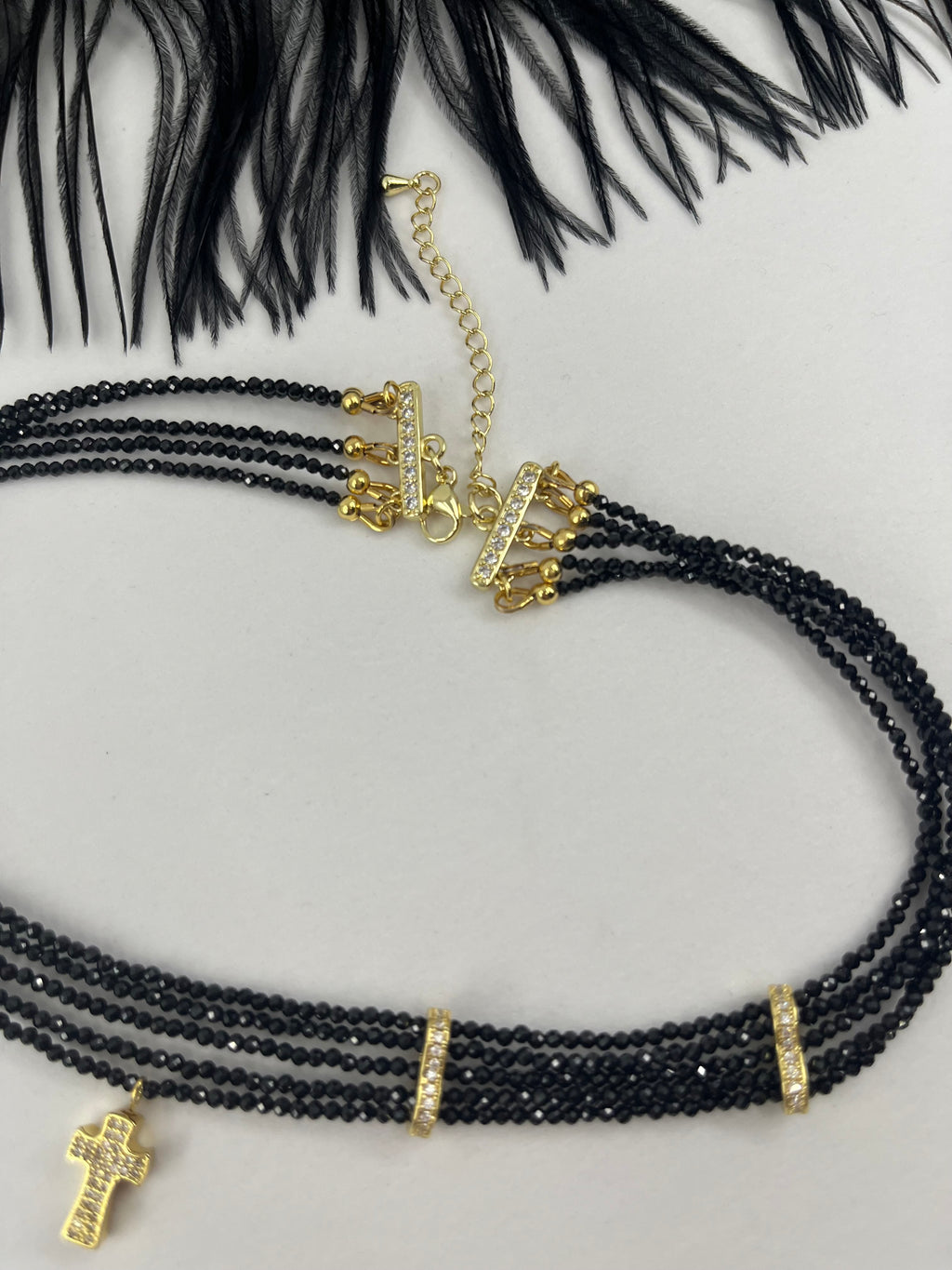 Layered Spinel choker, zirconia 18K Gold Plated spacer and clasp