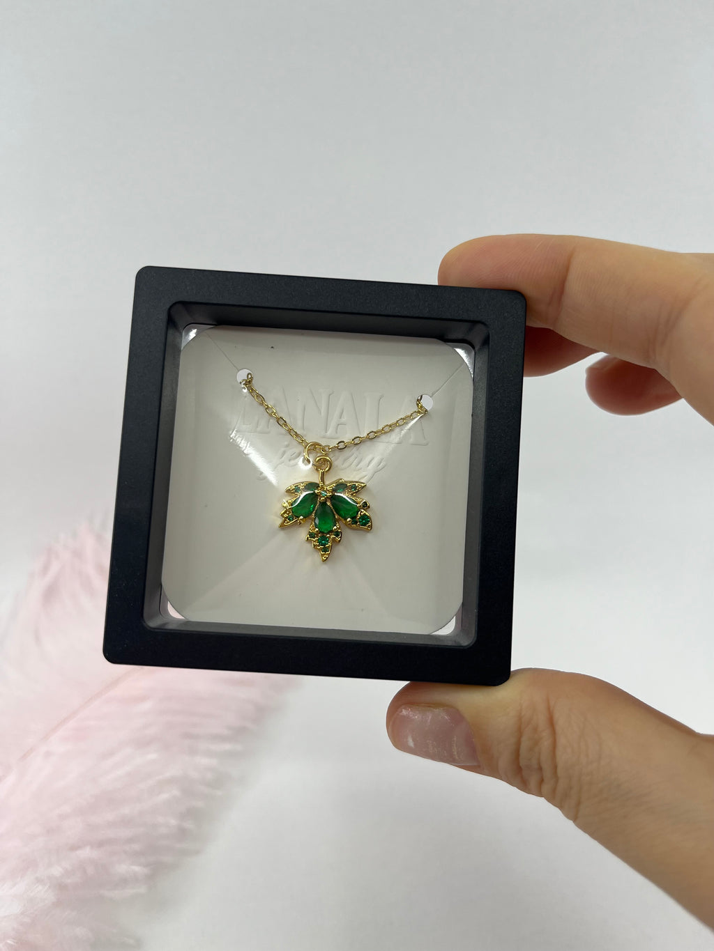Necklace with 18K Gold maple leaf pendant