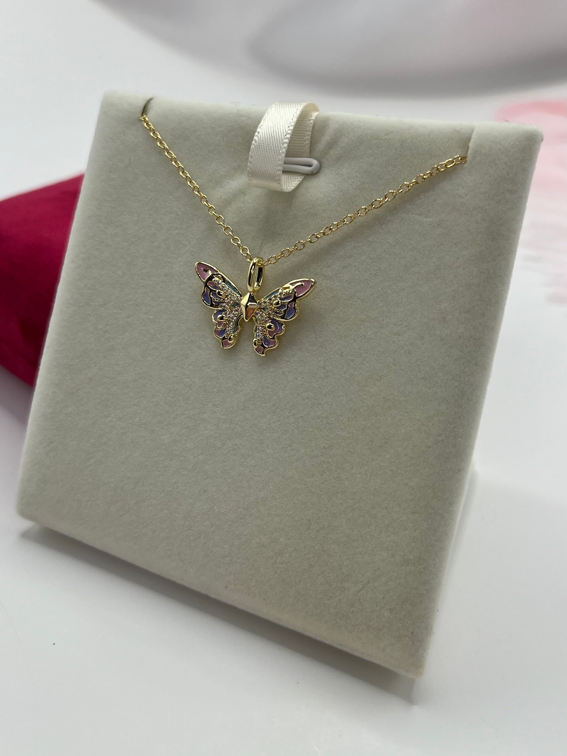 Butterfly Necklace, Real 18K Gold Plated