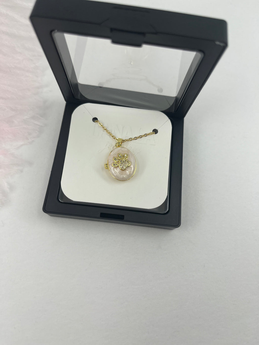 Pet locket choker necklace, 18k gold plated