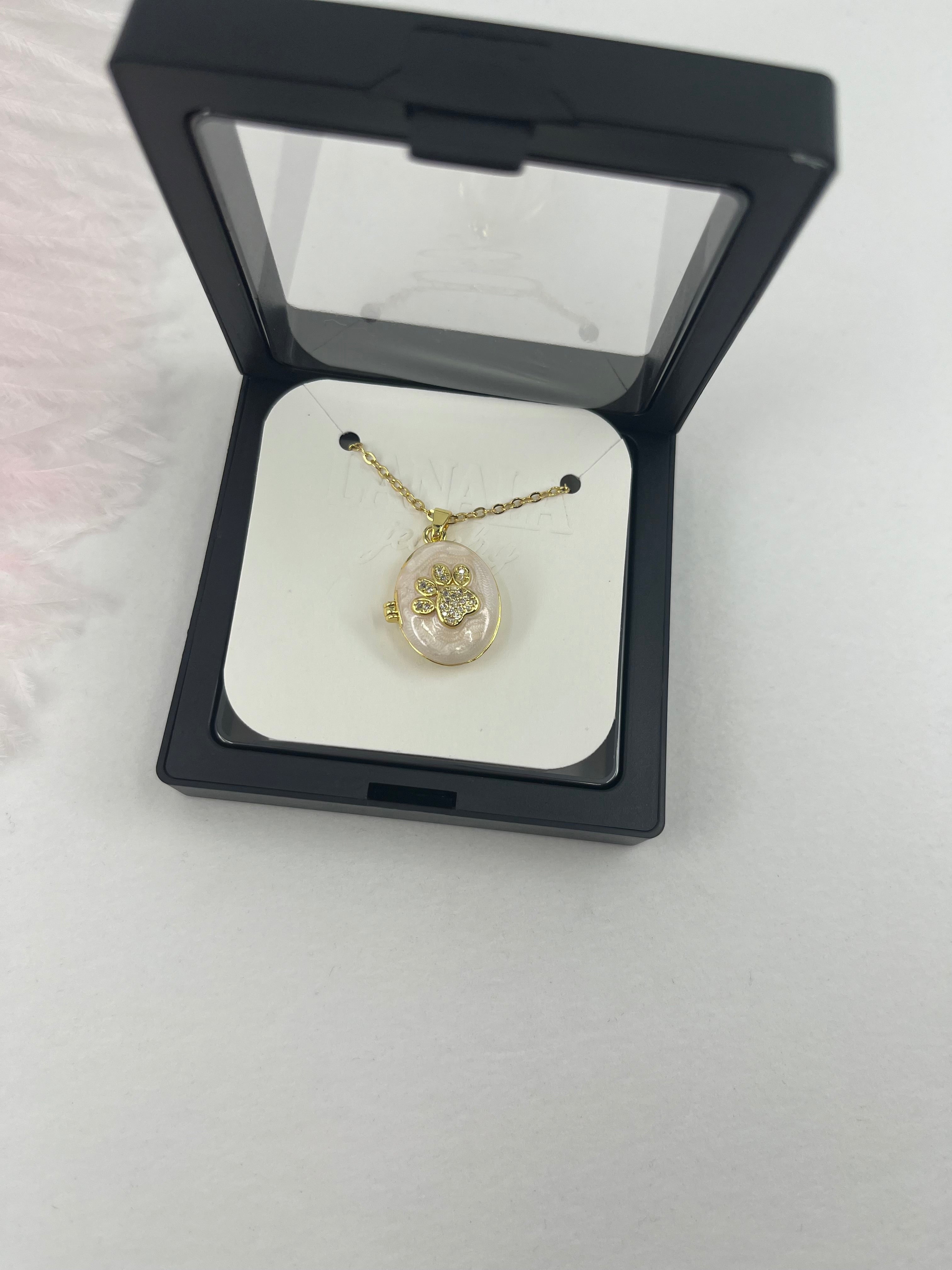 Pet locket choker necklace, 18k gold plated