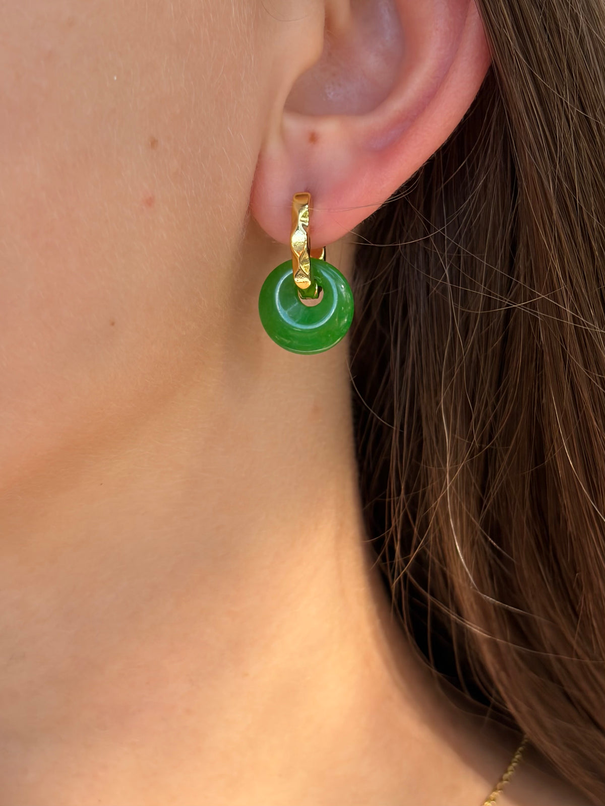 Malaysia Jade Donut Earrings and Necklace