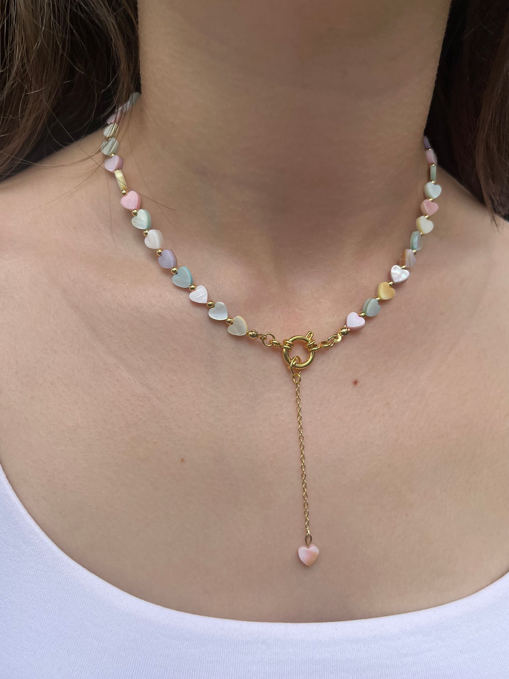 Heart Shell necklace with earrings