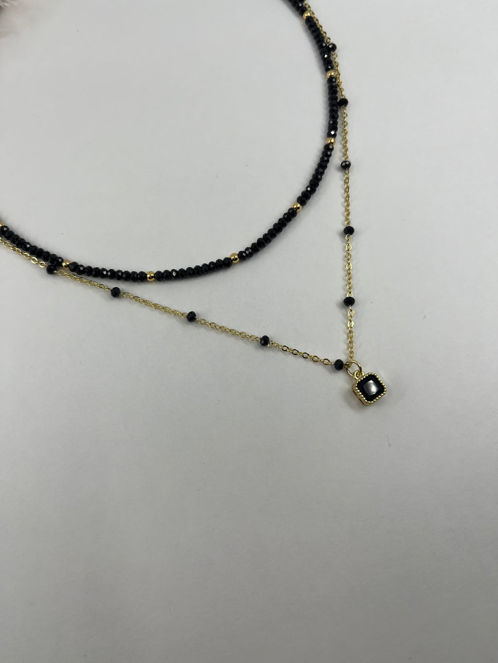 Layered Spinel necklace, zirconia 18K Gold Plated pendant