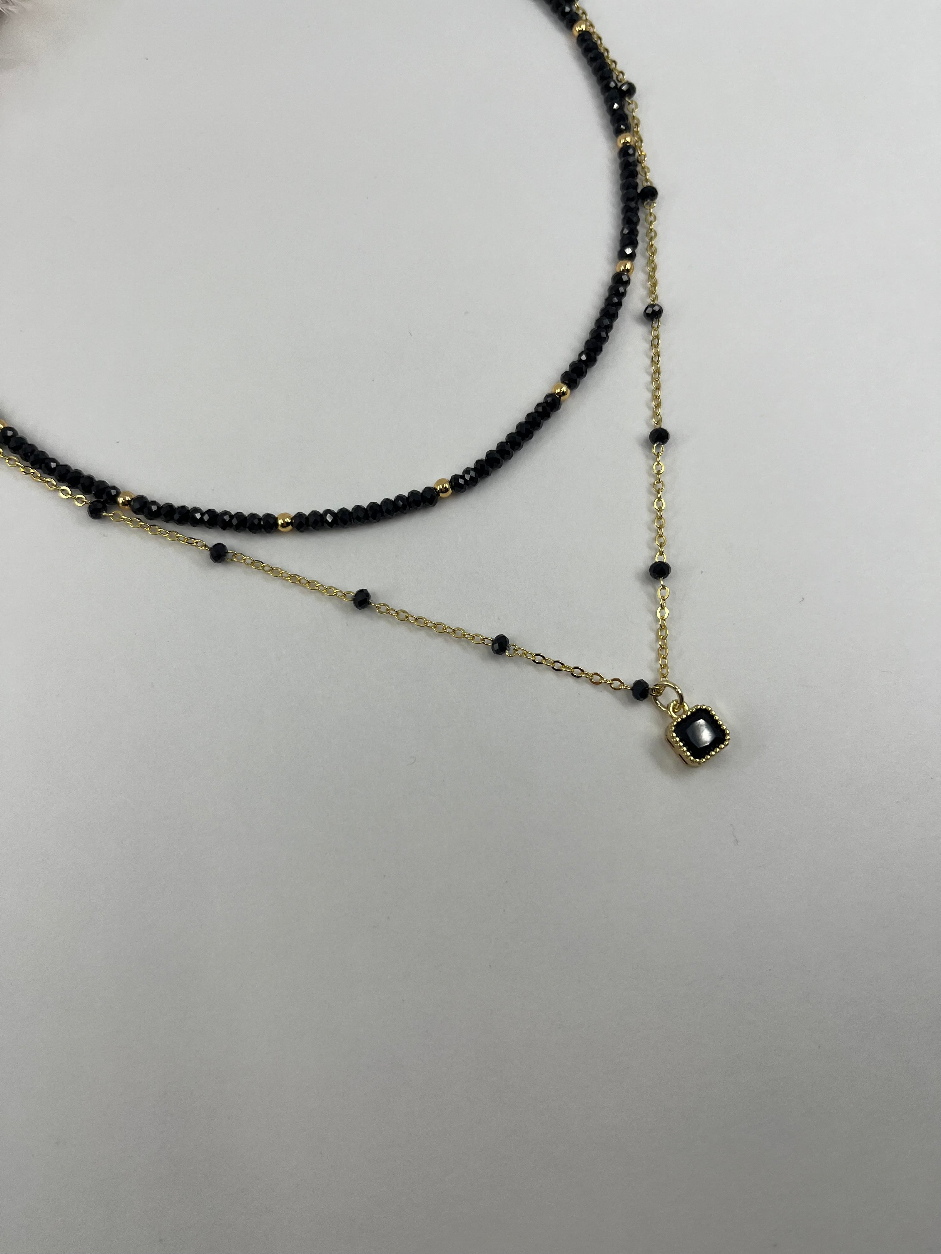 Layered Spinel necklace, zirconia 18K Gold Plated pendant