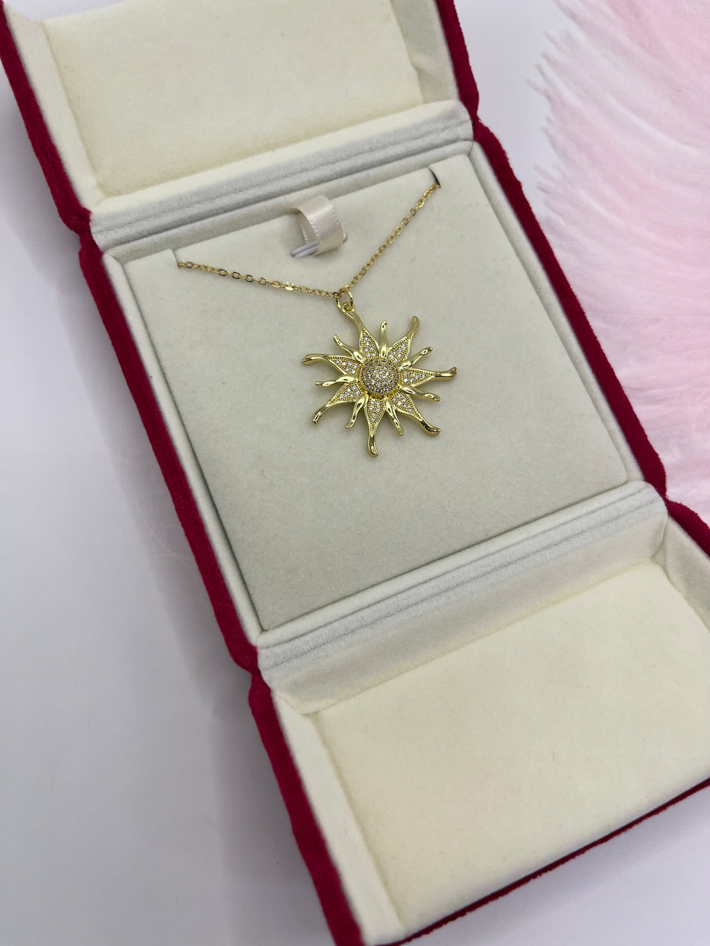 Sun Necklace, Real 18K Gold Plated