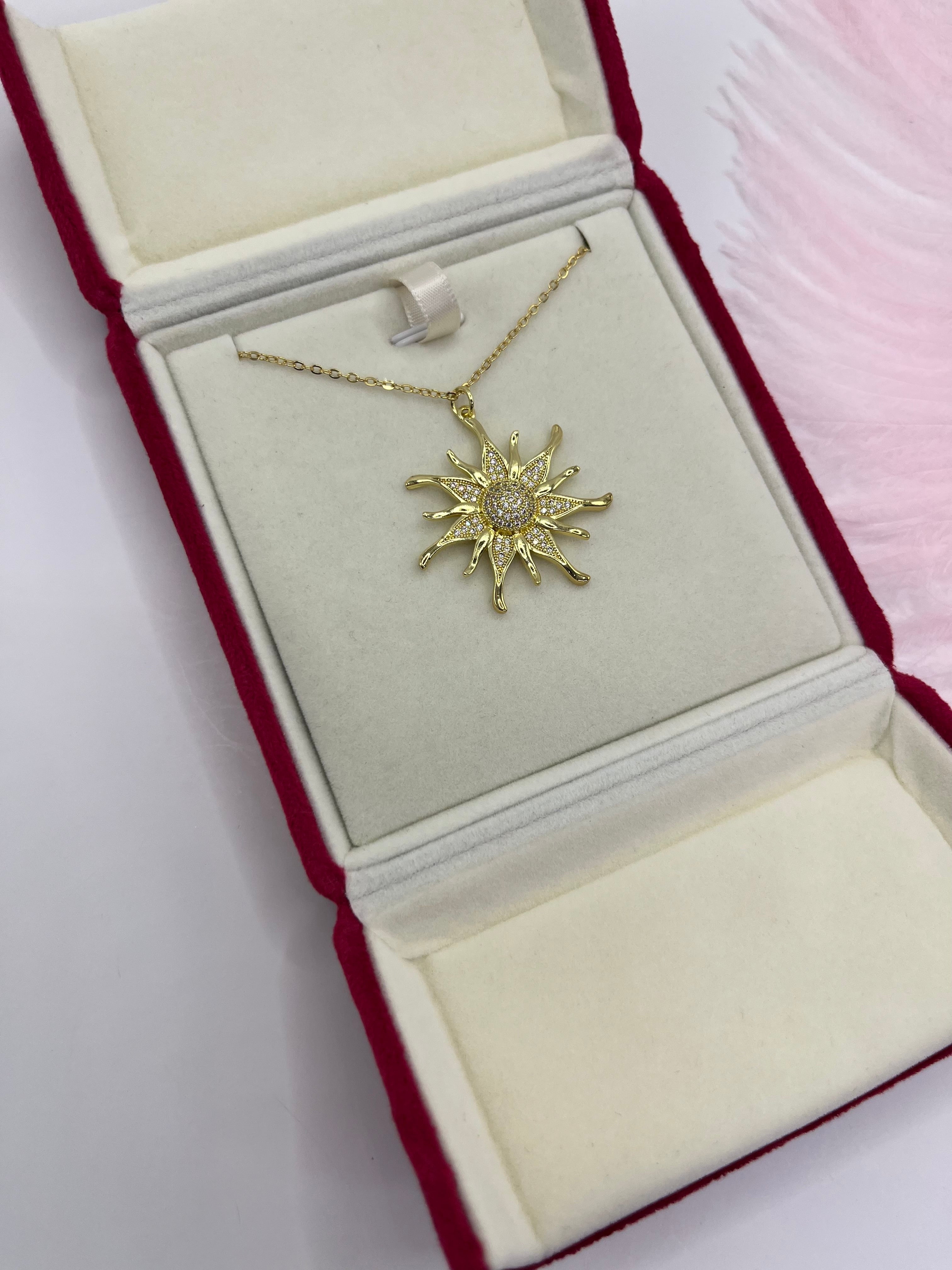 Sun Necklace, Real 18K Gold Plated