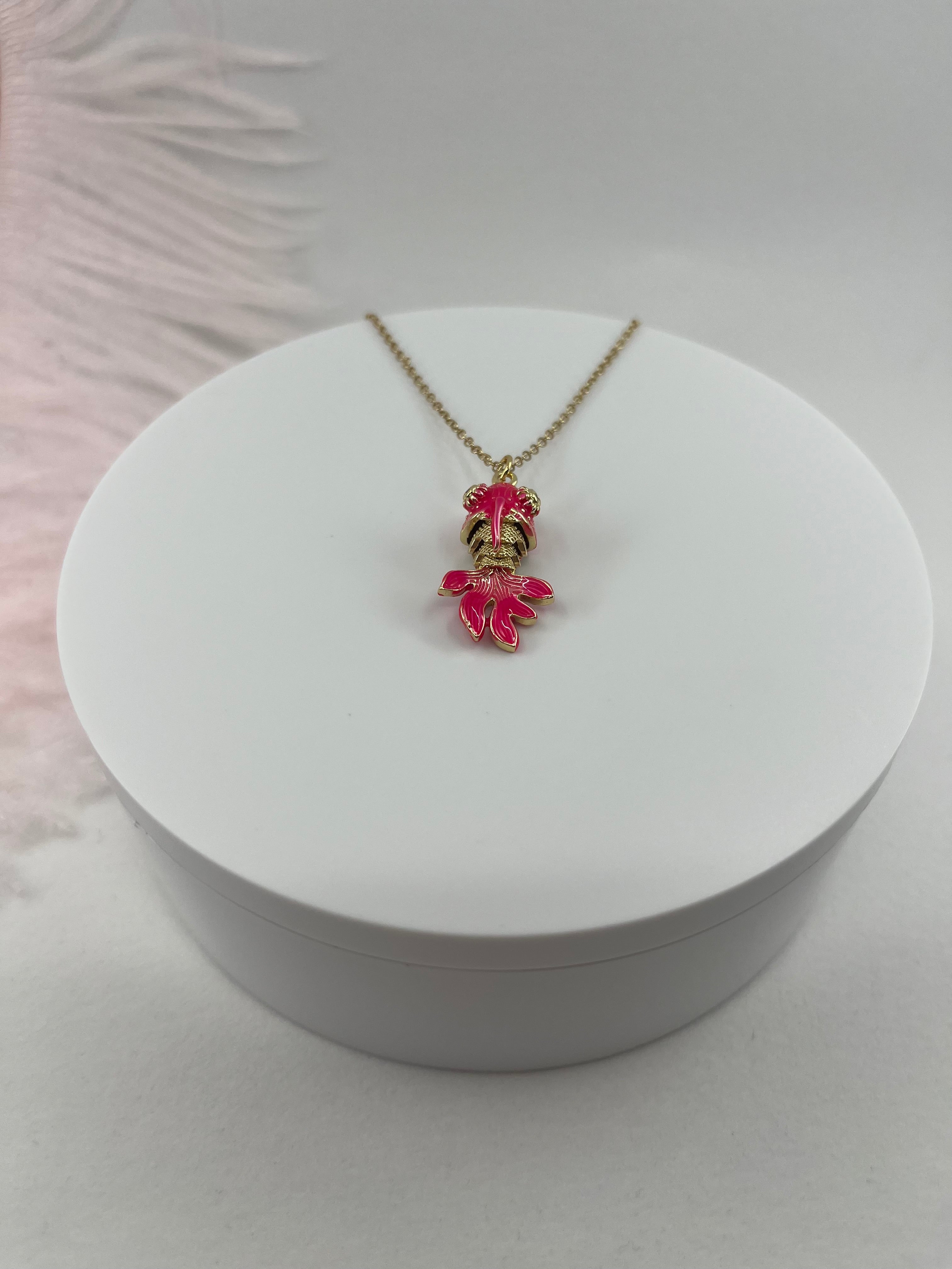 Fish enamel choker necklace, 18k gold plated